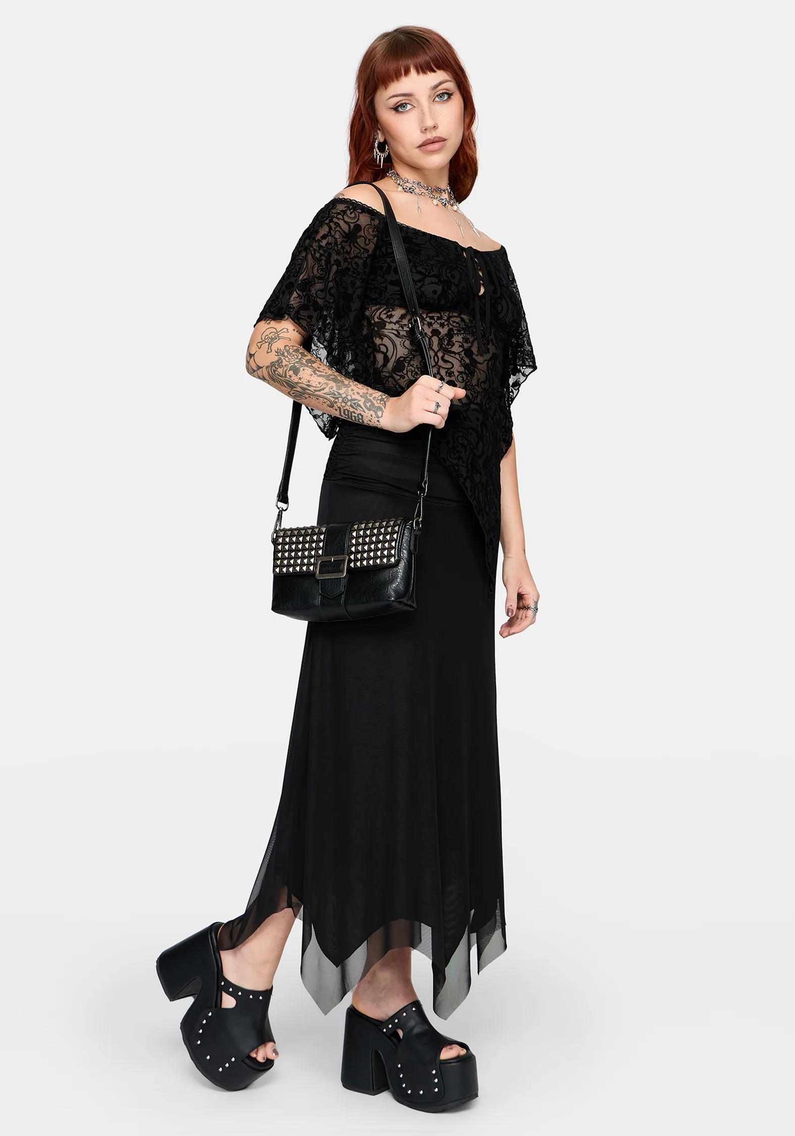 Drakona Off The Shoulder Flocked Top - Image 6