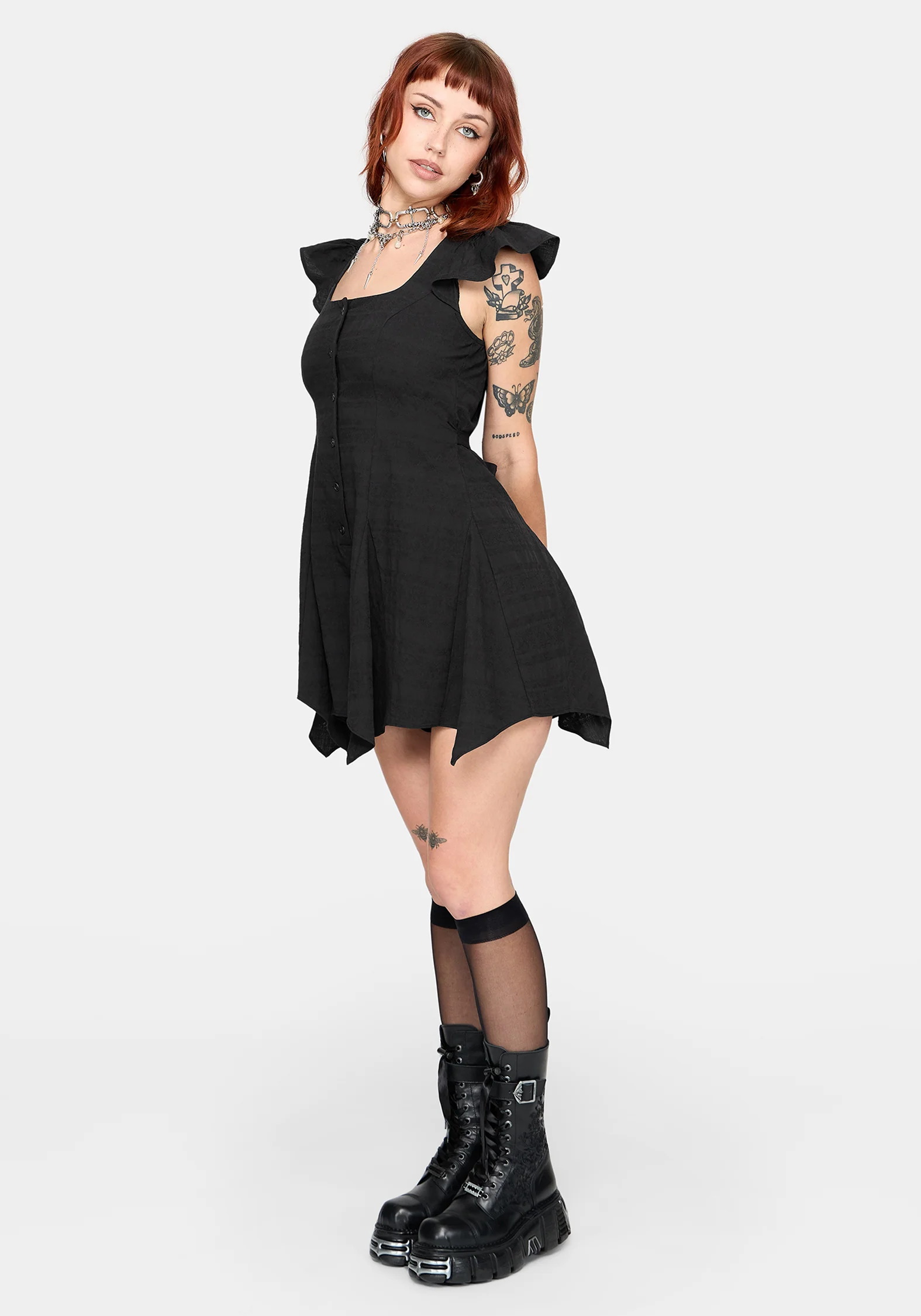 Elindra Ruffle Neck Button Up Playsuit - Image 7