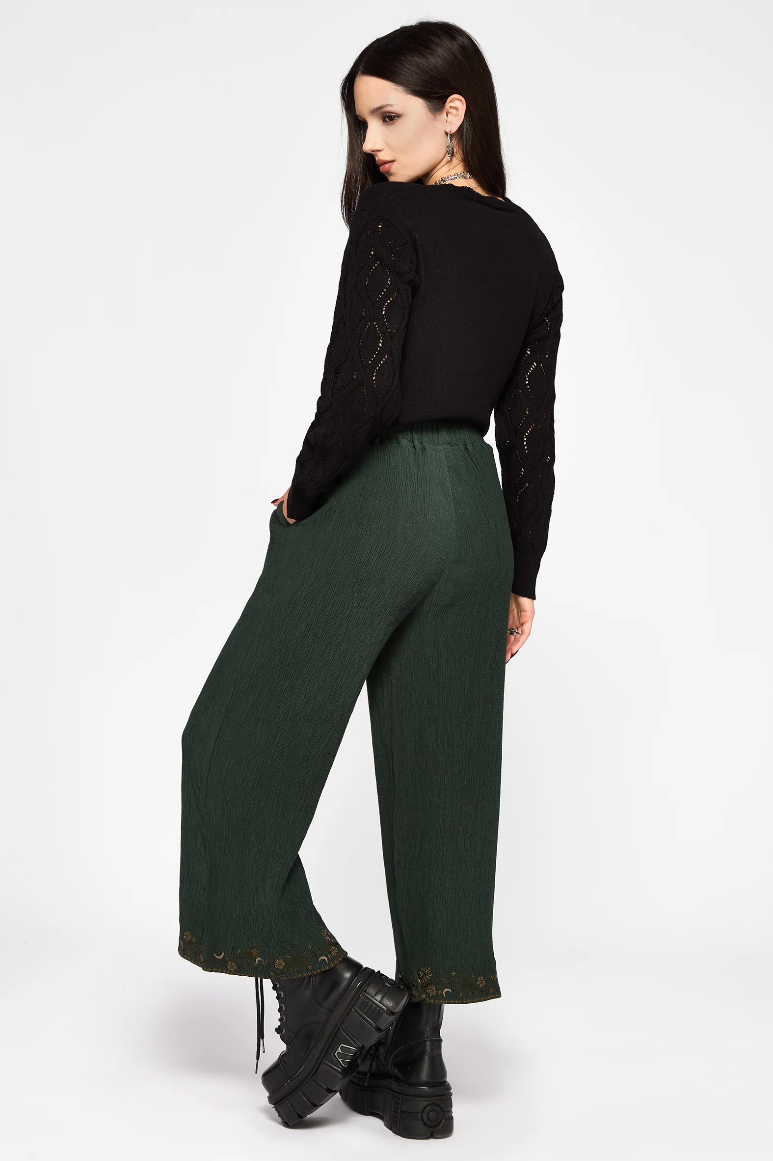 Elio Crinkle Embroidered Culotte - Image 3