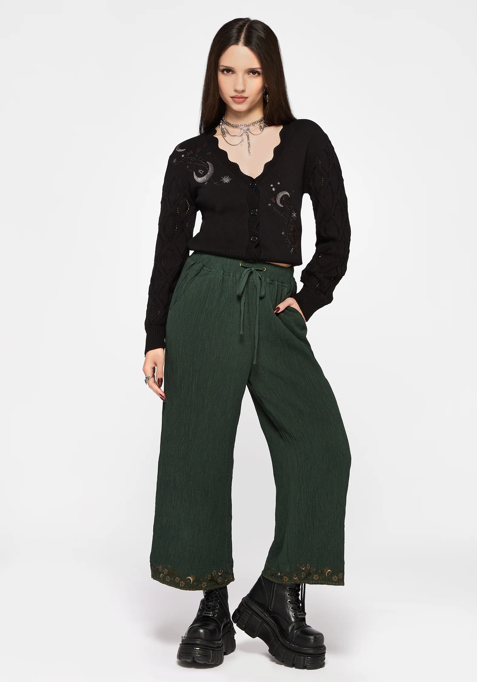 Elio Crinkle Embroidered Culotte - Image 4