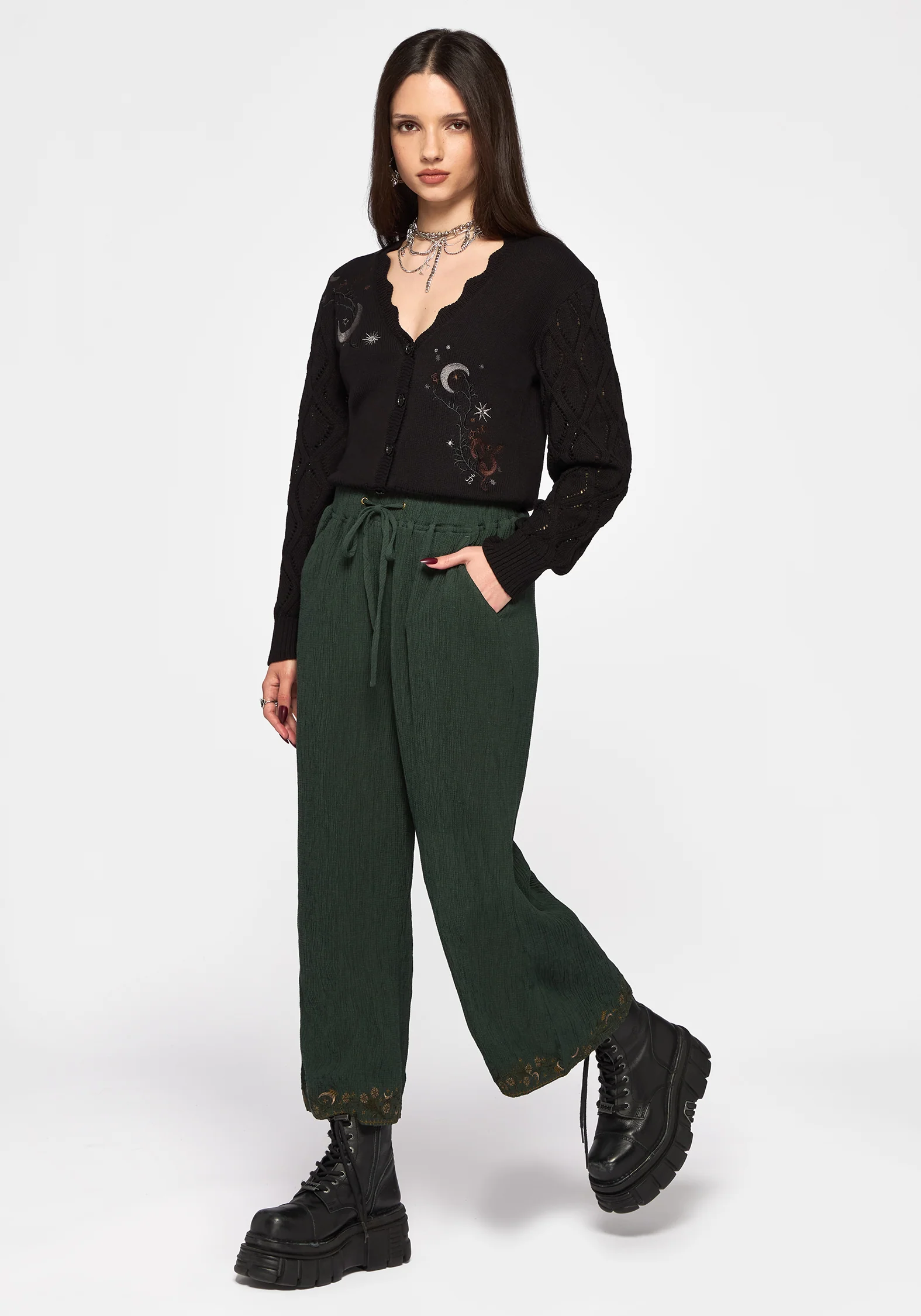 Elio Crinkle Embroidered Culotte - Image 6