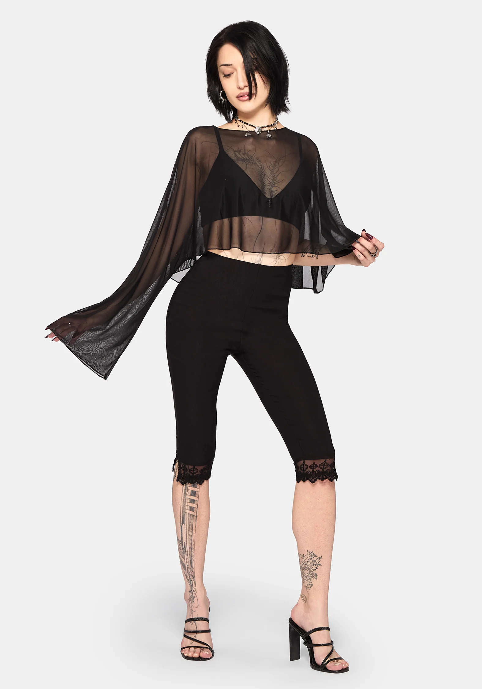 Emmie Black Mesh Poncho - Image 8