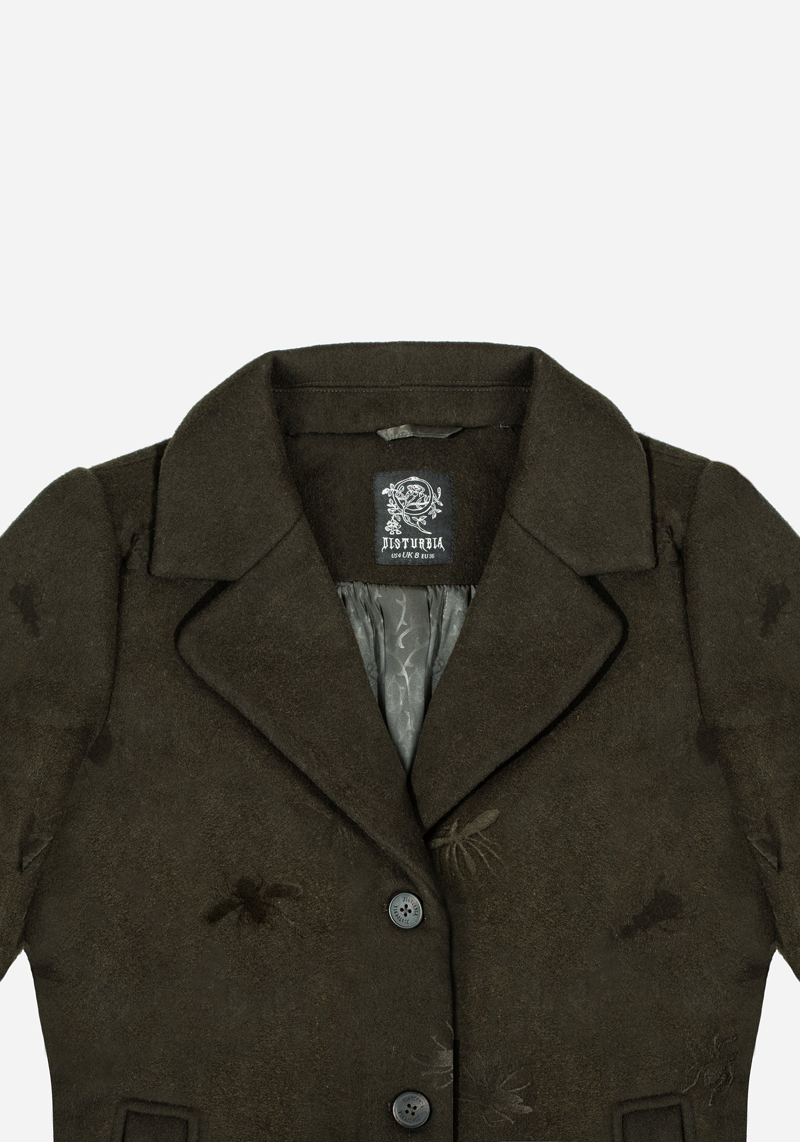 Evelyn Wool-Blend Bug Embossed Longline Coat - Image 9