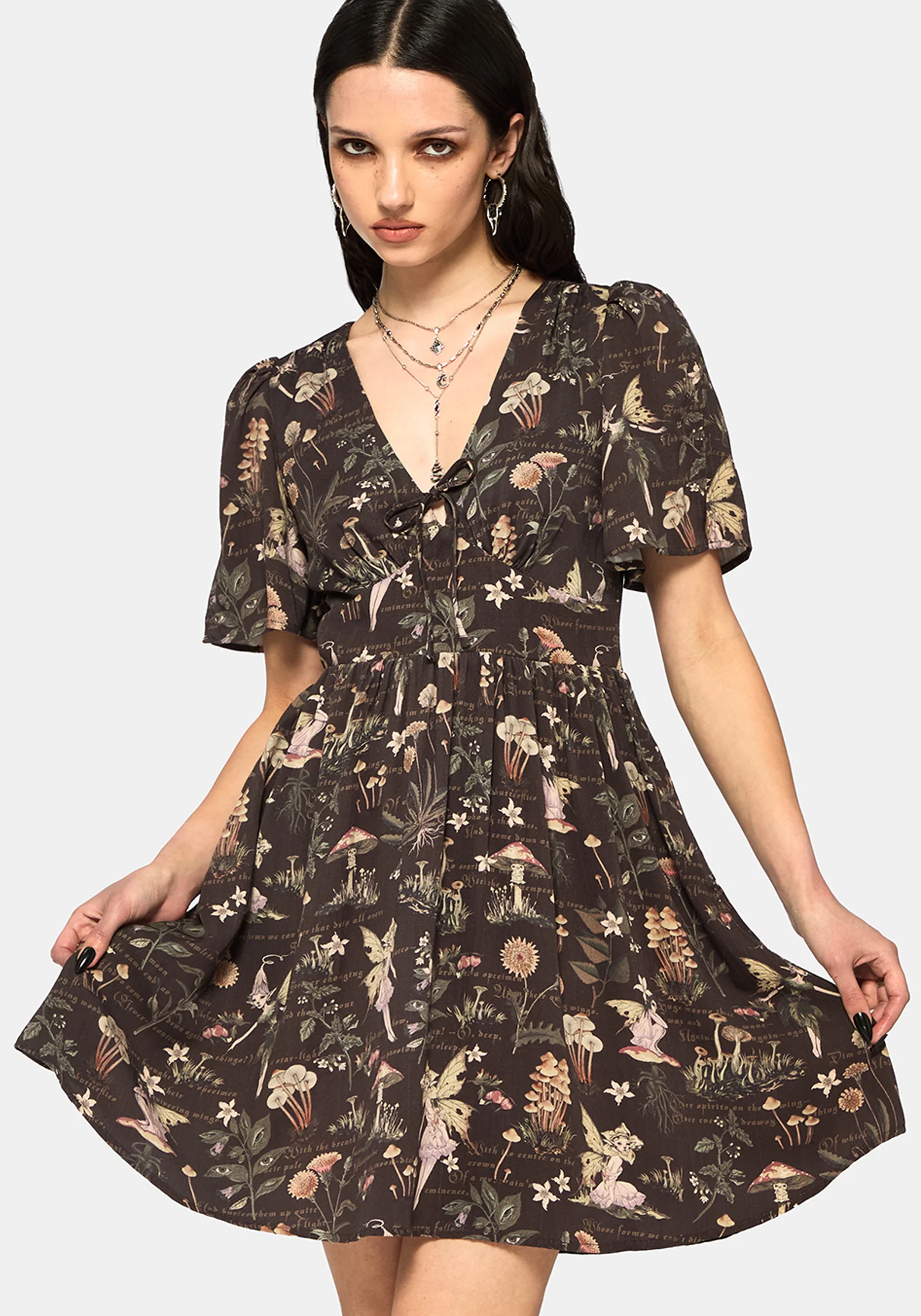 Faela Fairy V-Neck Tie Mini Dress