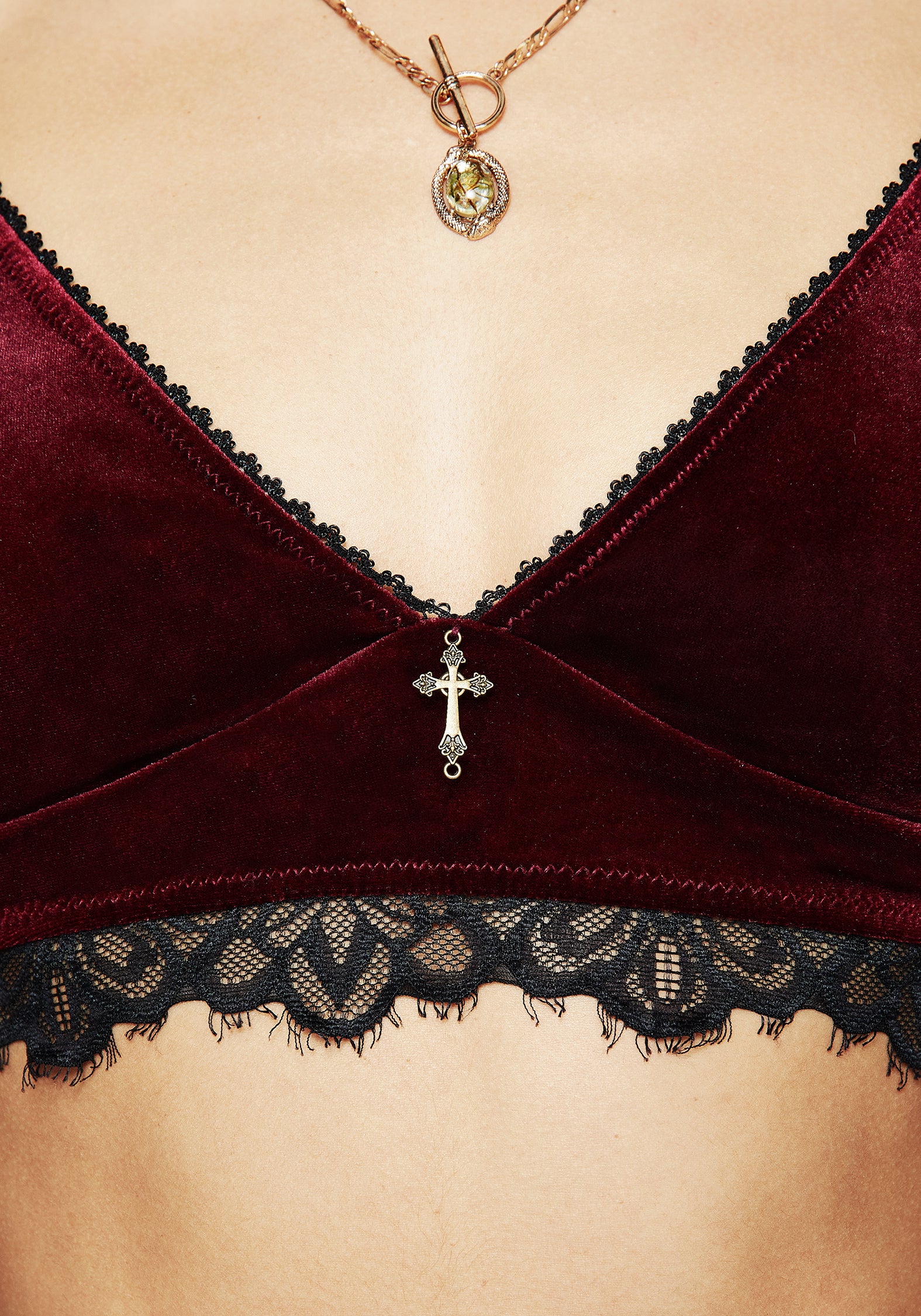 Fallen Velour Cross Charm Bralet - Image 2