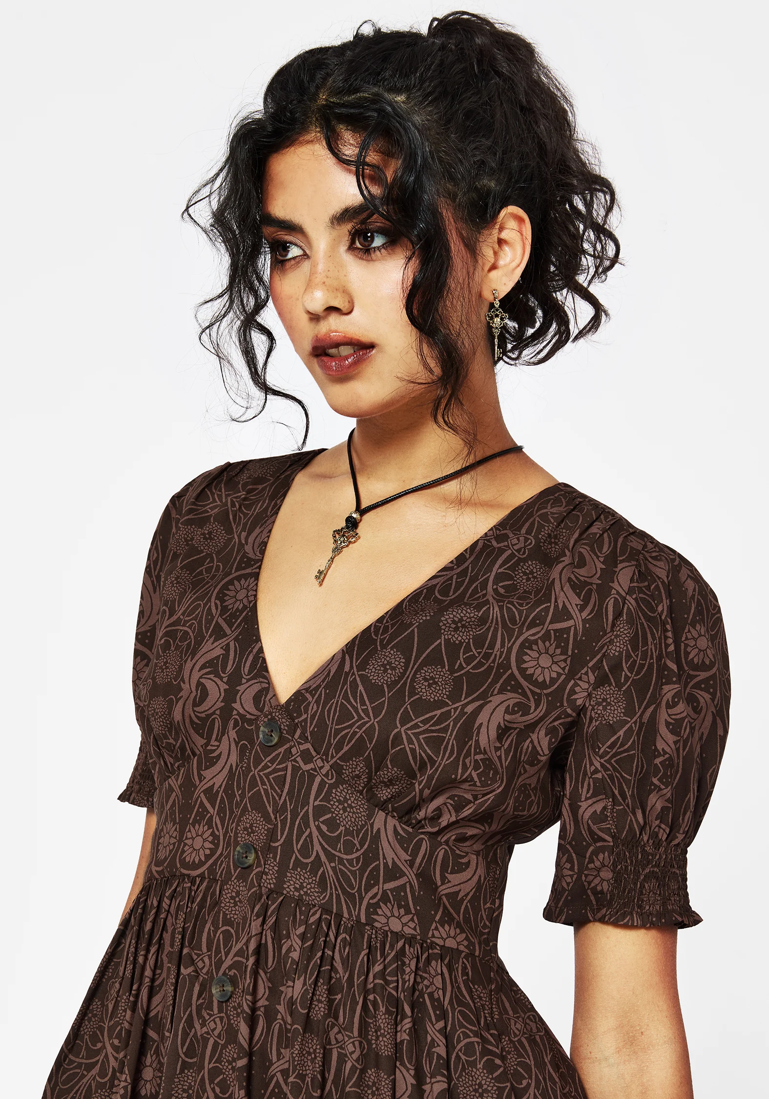 Fianna Midi Dress - Brown - Image 4