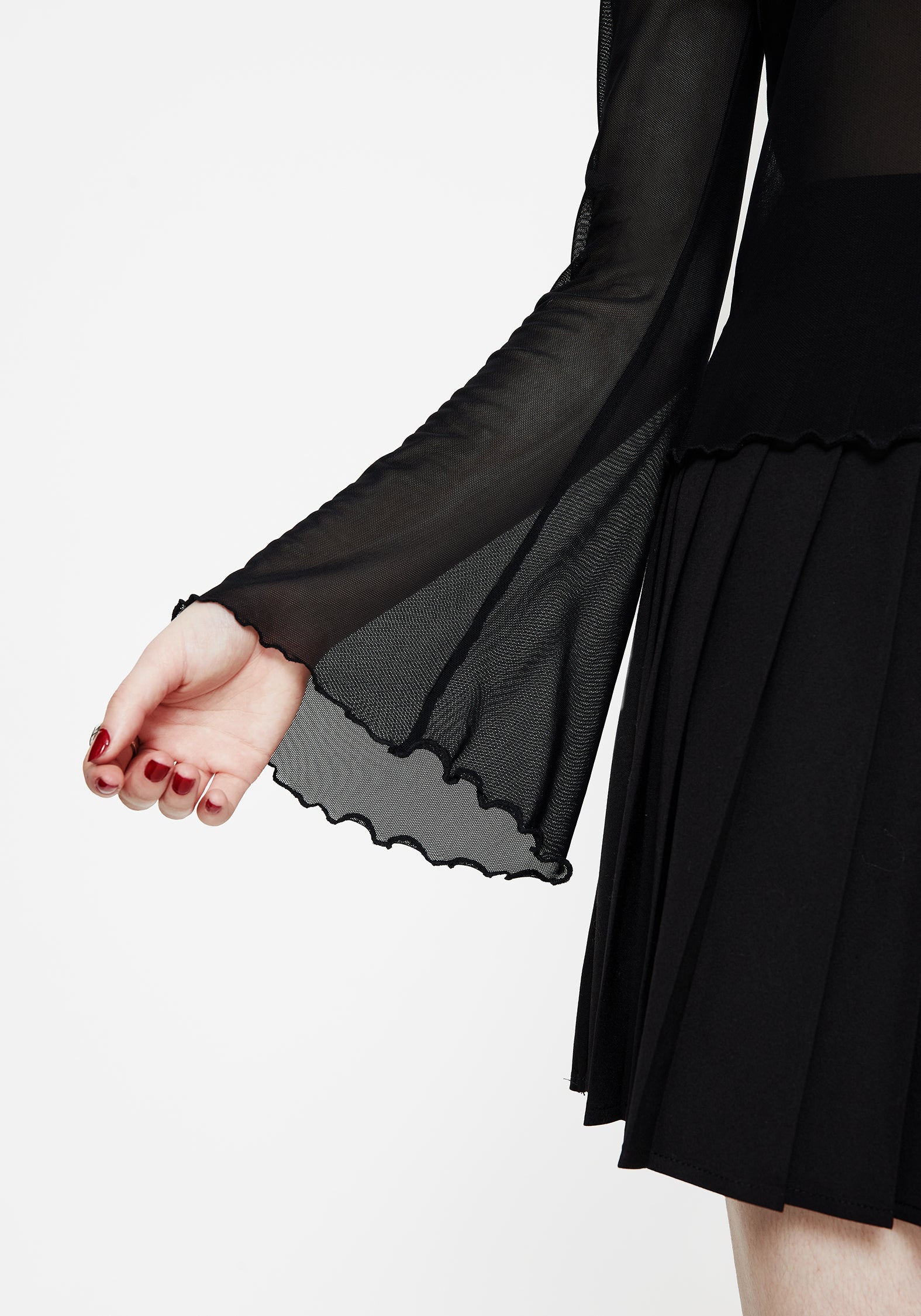 Flavia Mesh Fluted Long Sleeve Top - Image 2