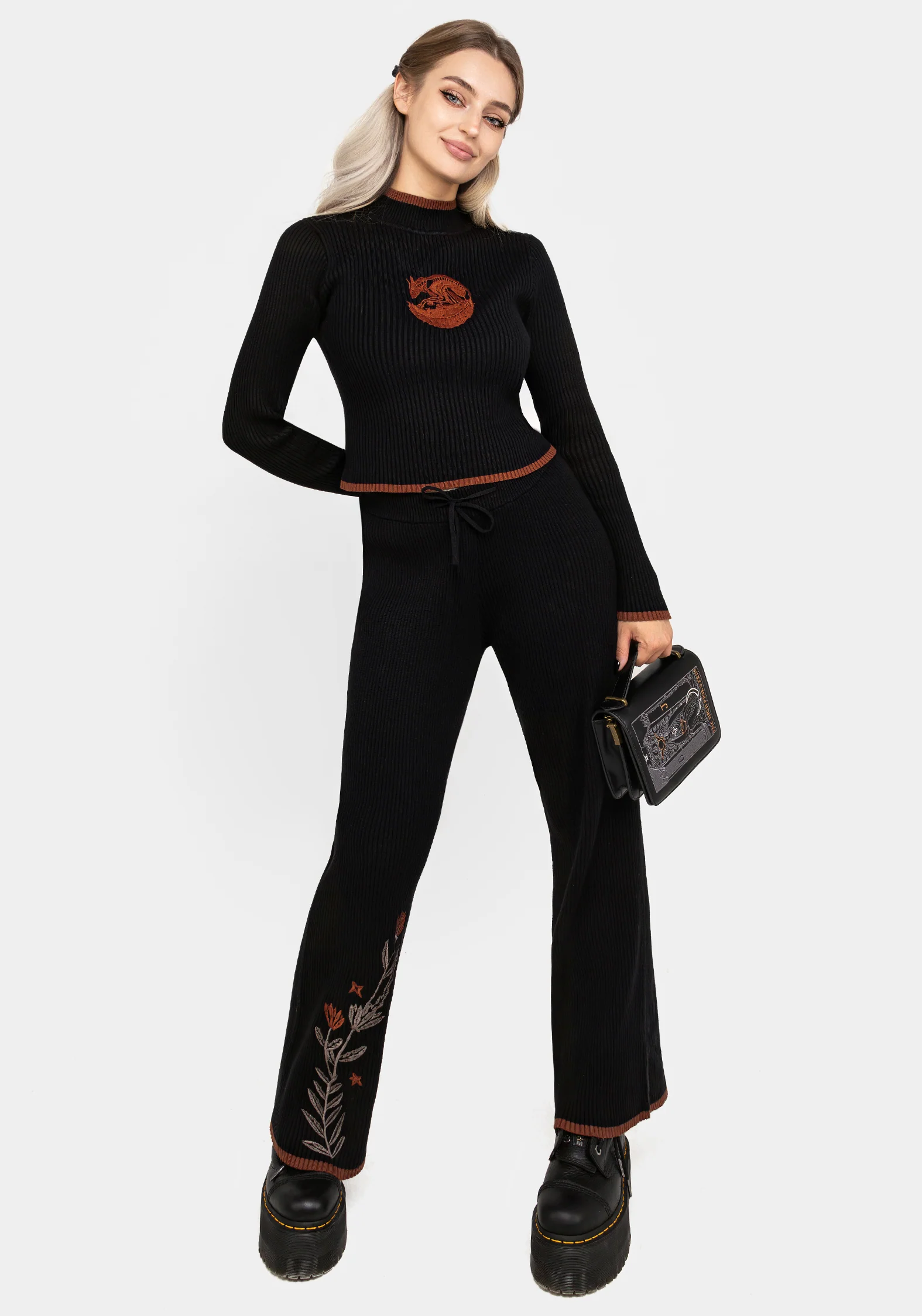 Foxfire Embroidered Knit Joggers - Image 4
