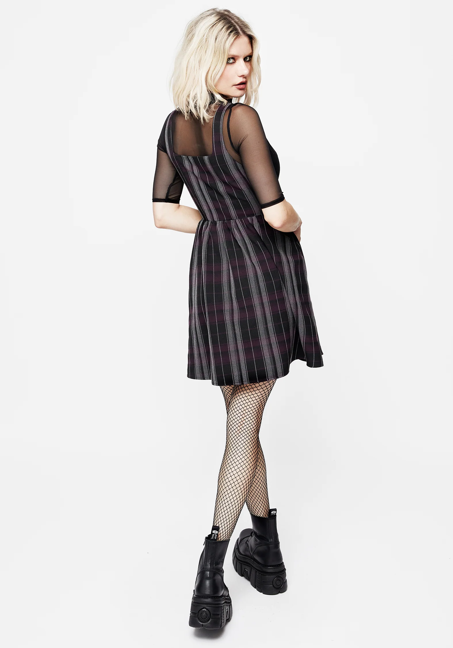 Gambit Check Wrap Suspender Mini Dress - Image 3