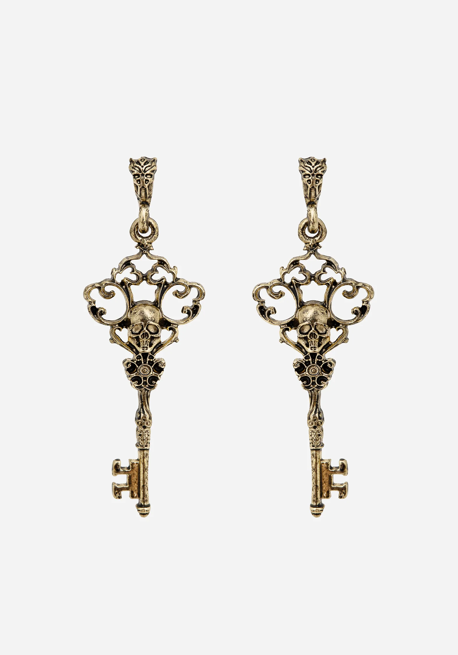 Genesta Skull Key Earrings