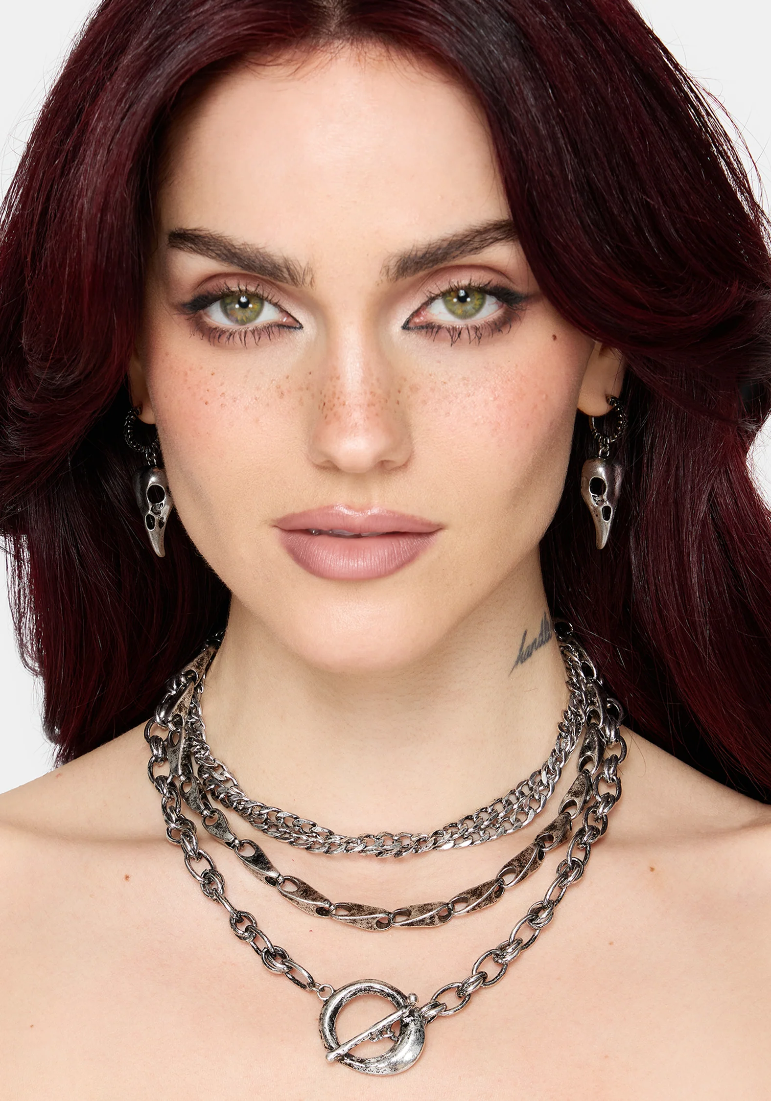 Golia Layered Chain T-Bar Necklace - Image 5