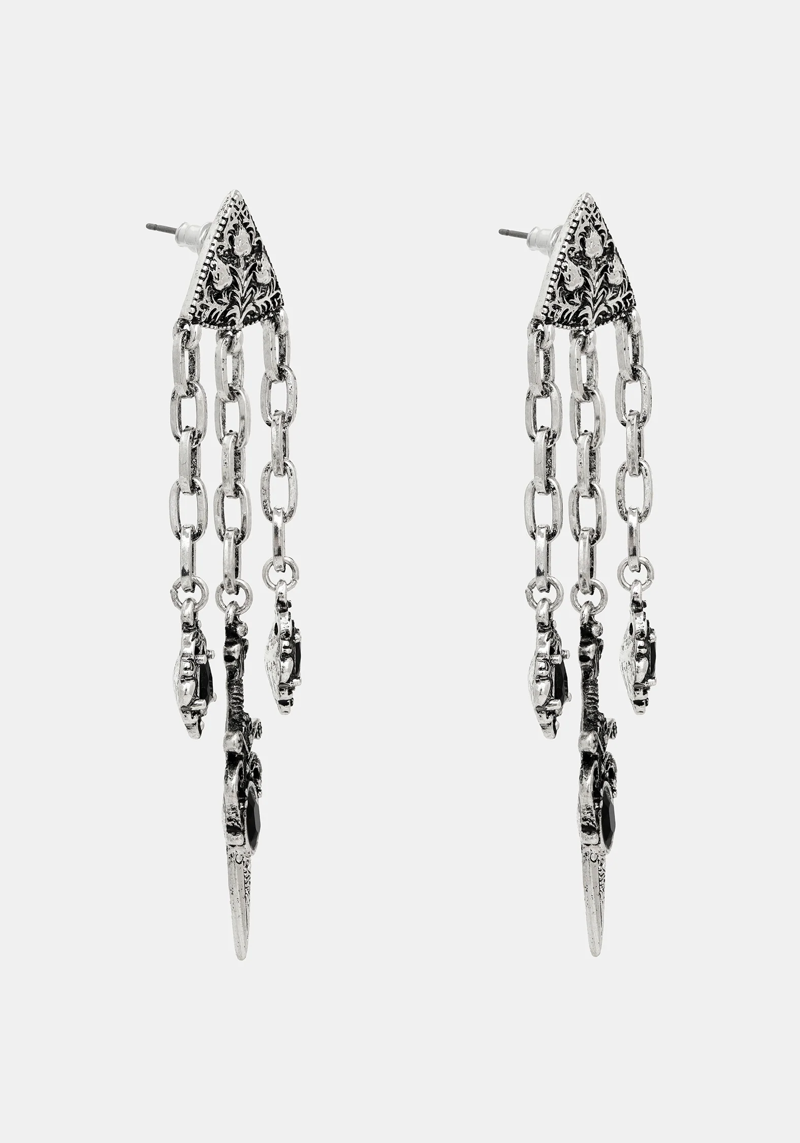 Gorthe Dagger Chain Drop Earrings - Image 3
