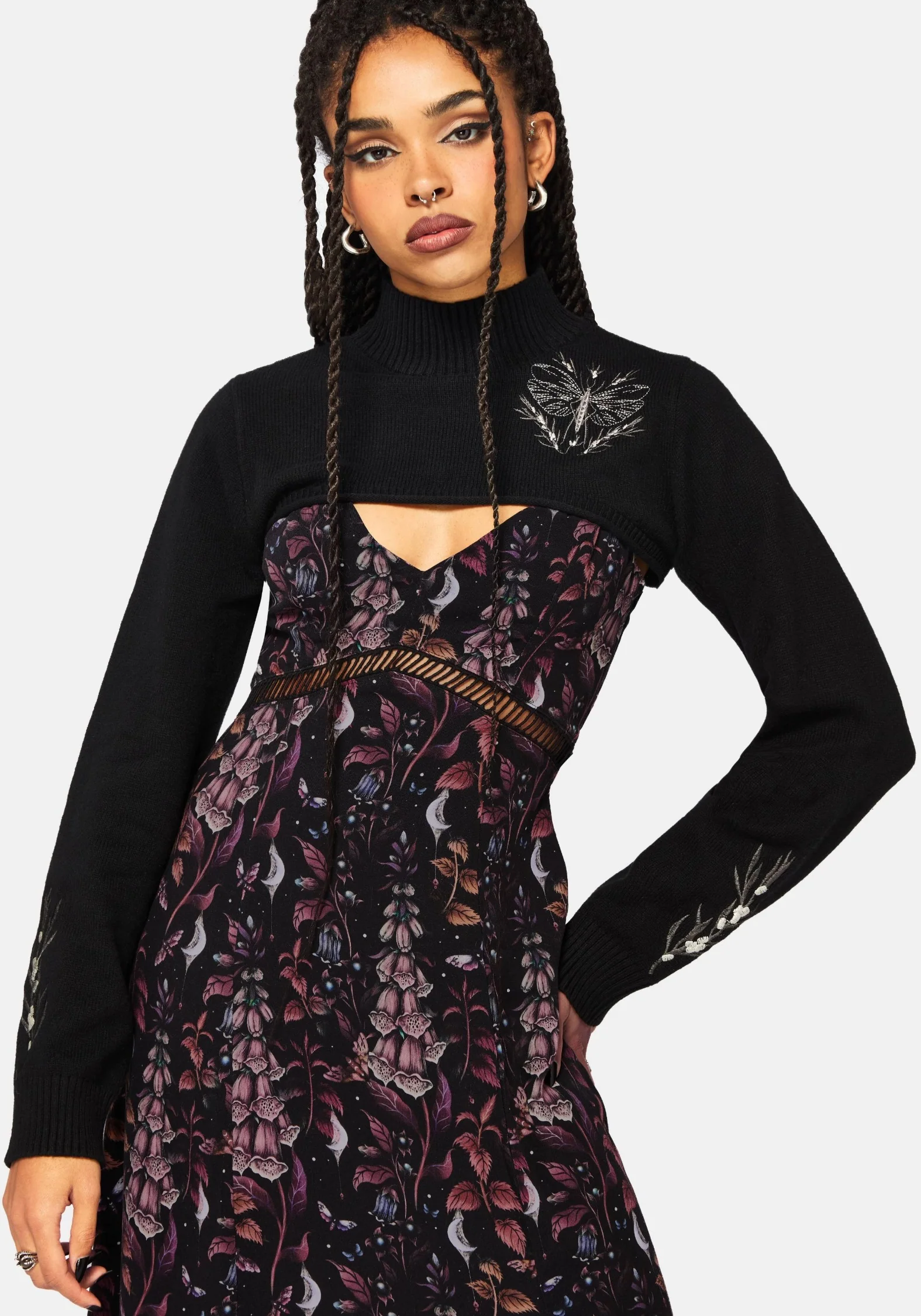 Griffinfly Embroidered Extreme Crop Knit Jumper