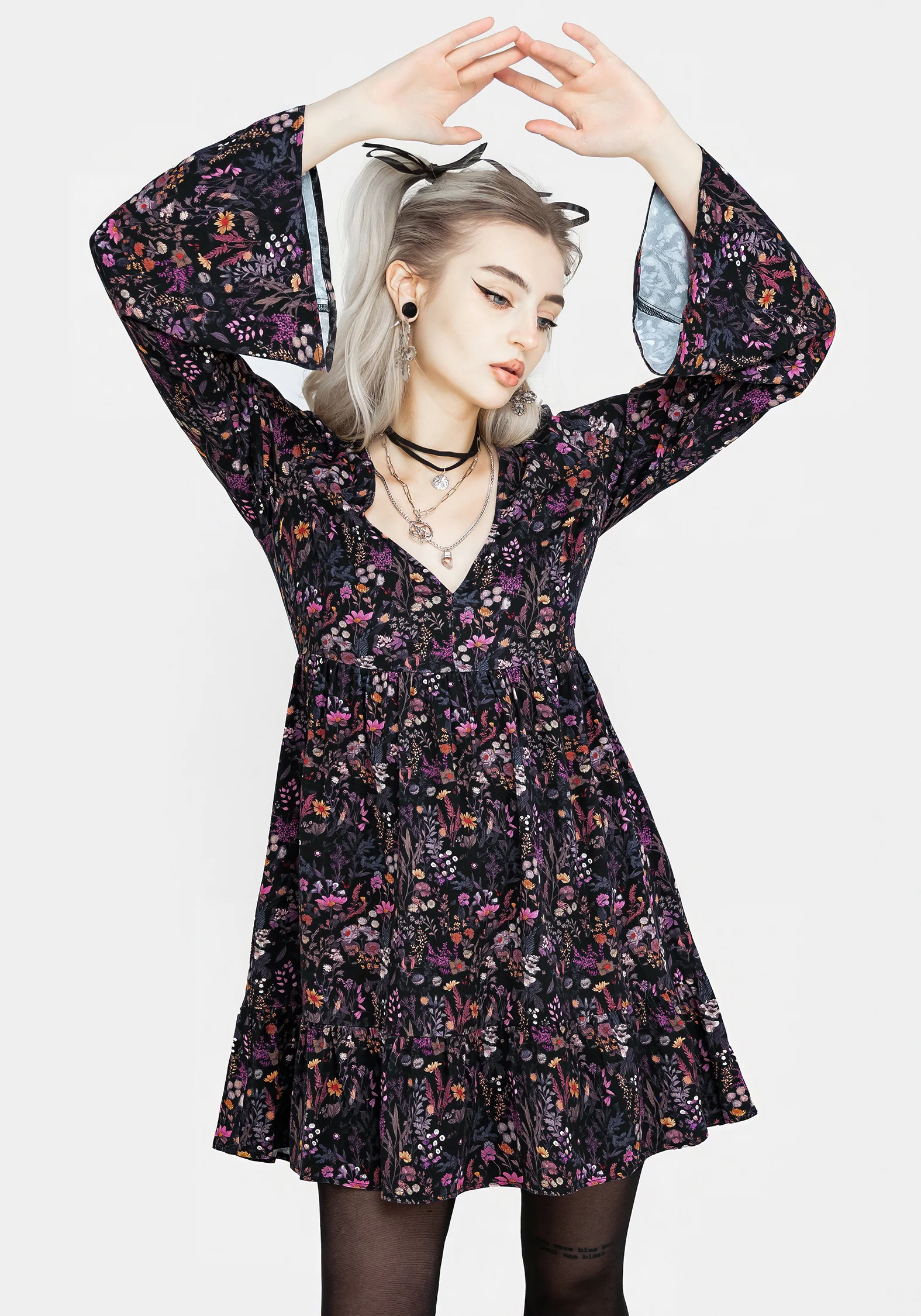Heliotrope Floral Mini Smock Dress - Image 5