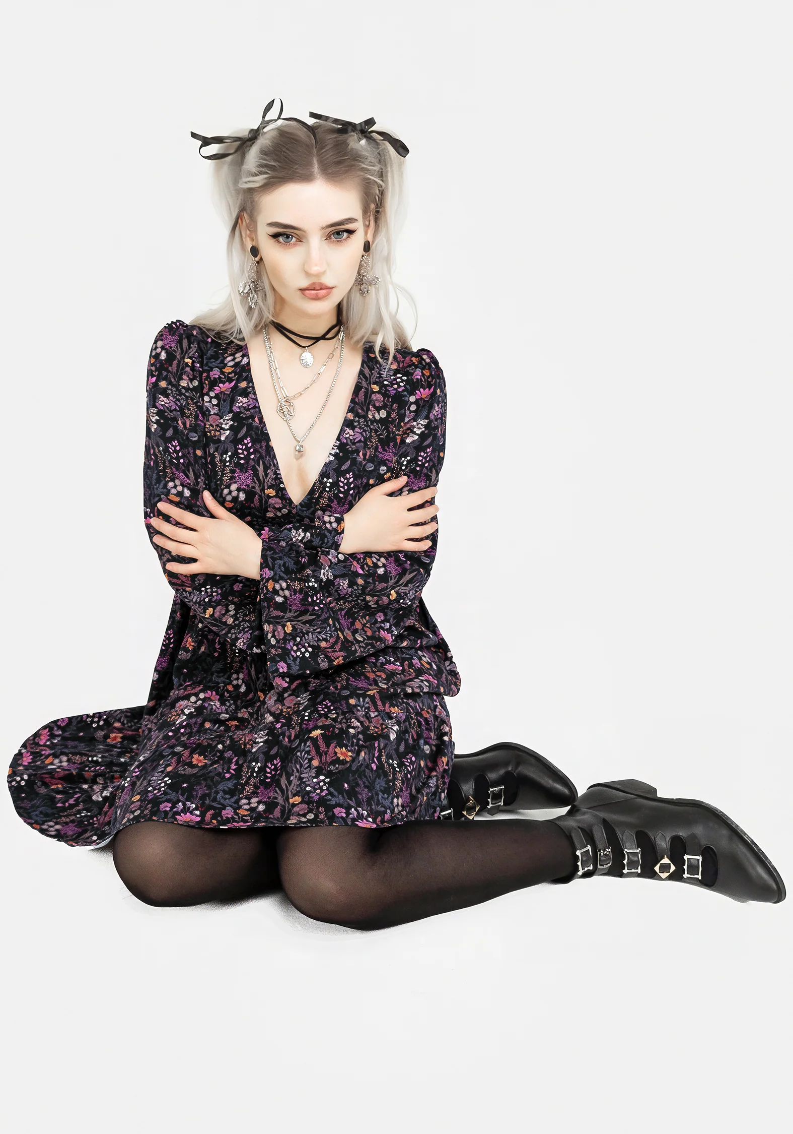 Heliotrope Floral Mini Smock Dress - Image 8