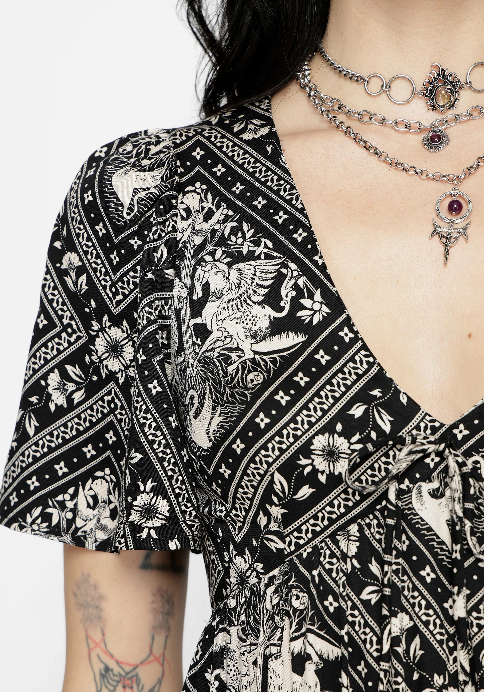 Hexweave Print Floaty Sleeve Maxi Dress - Image 2