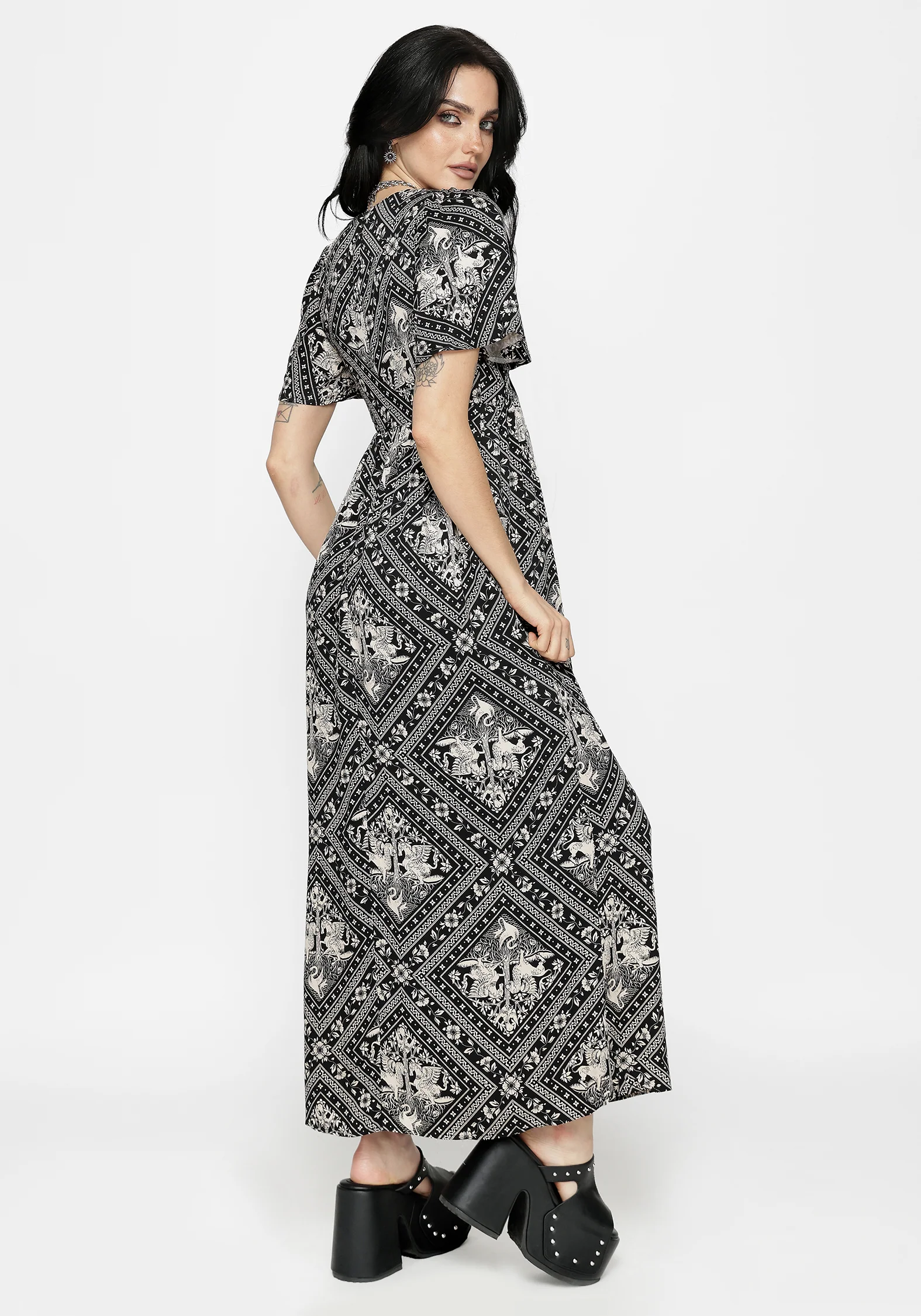 Hexweave Print Floaty Sleeve Maxi Dress - Image 3