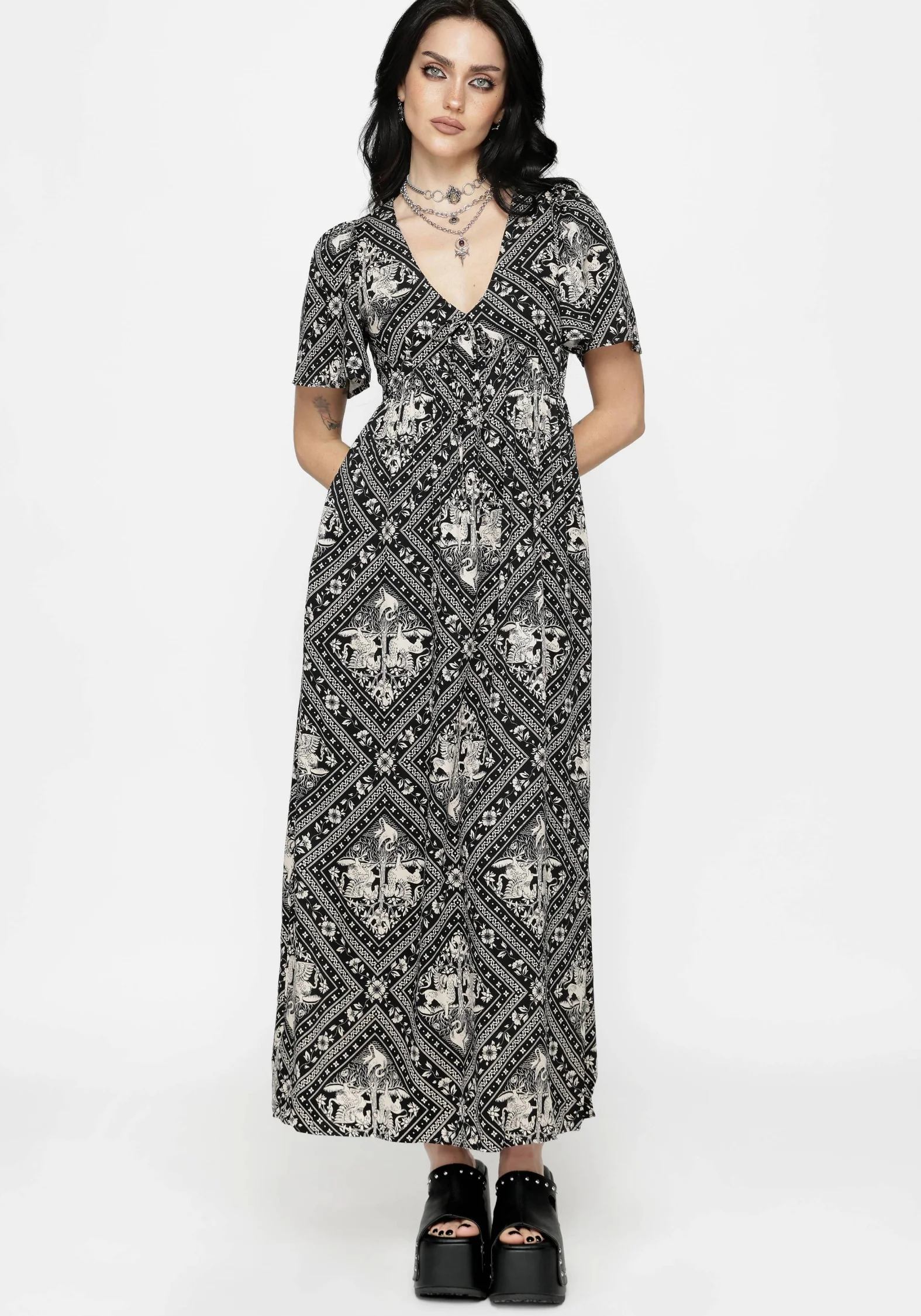 Hexweave Print Floaty Sleeve Maxi Dress - Image 4