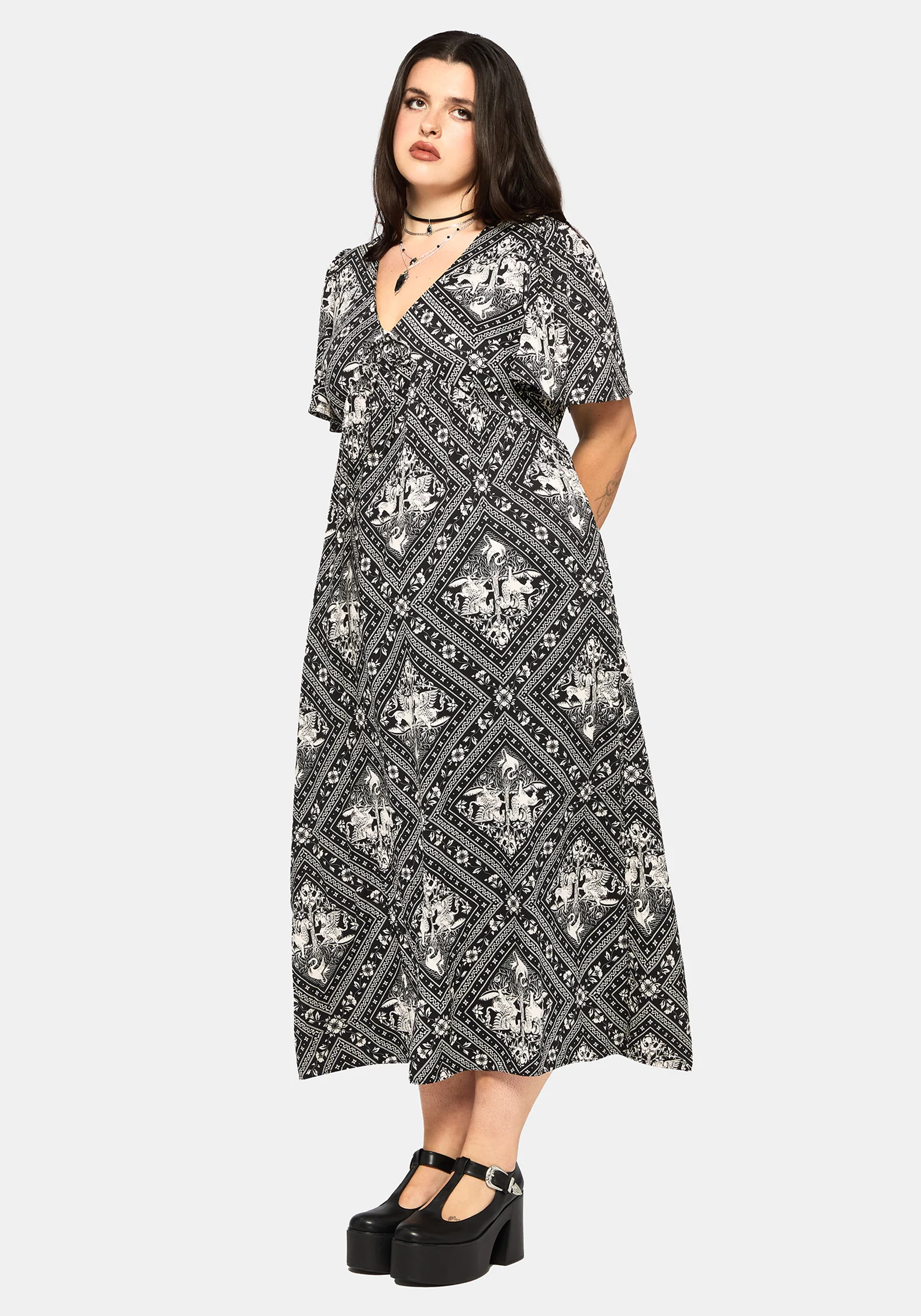 Hexweave Print Floaty Sleeve Maxi Dress - Image 6