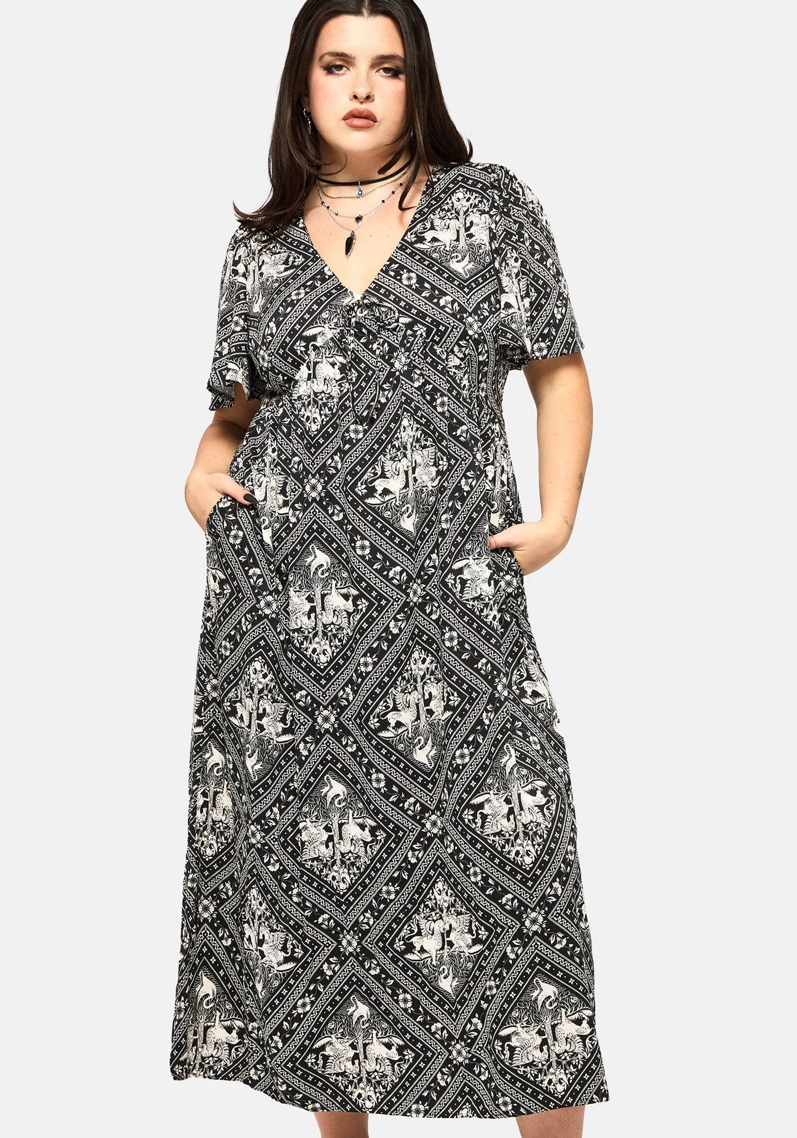 Hexweave Print Floaty Sleeve Maxi Dress - Image 7