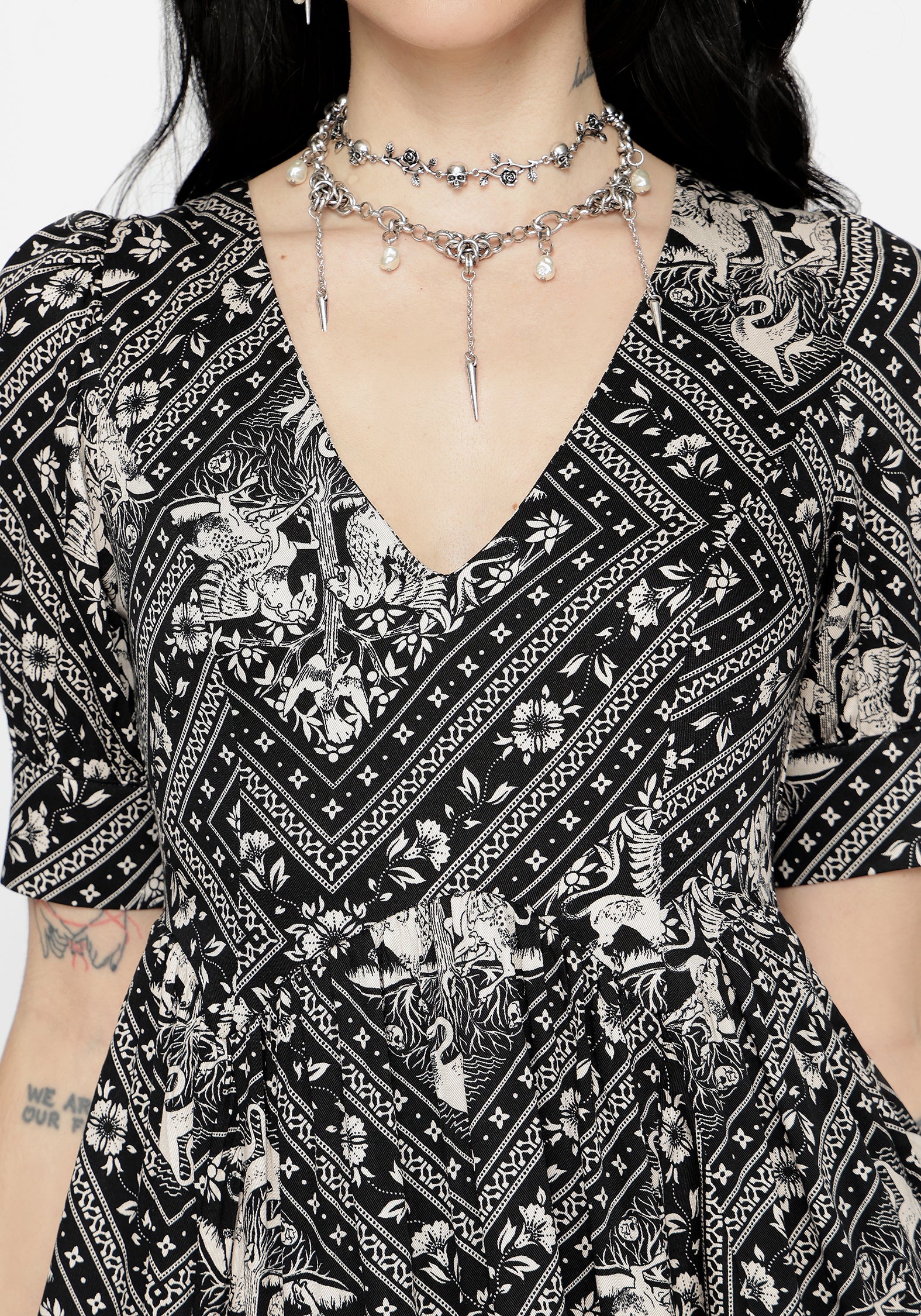 Hexweave Print V Neck Mini Dress - Image 2