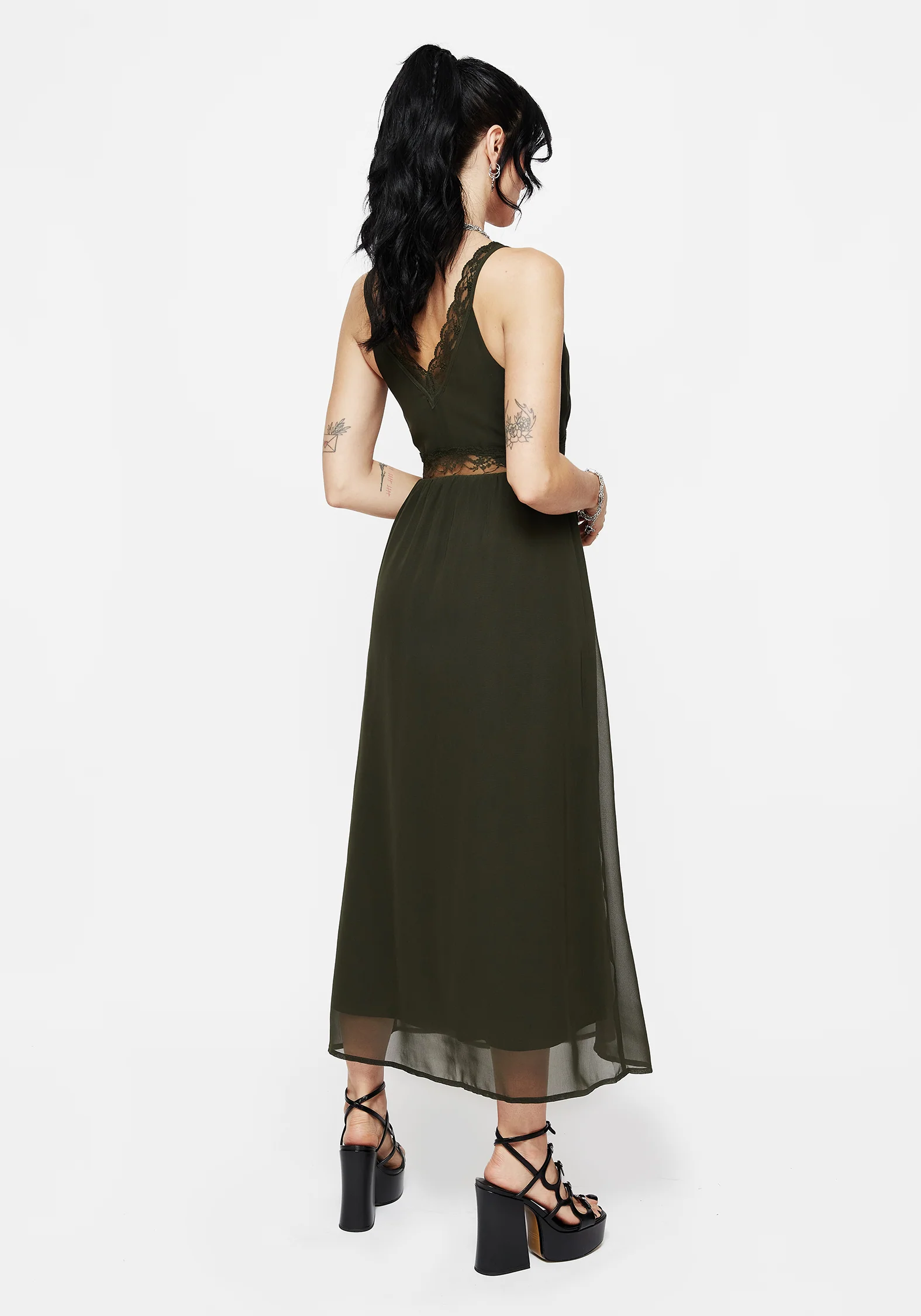 Idalia Lace Insert Cami Midi Dress - Image 3