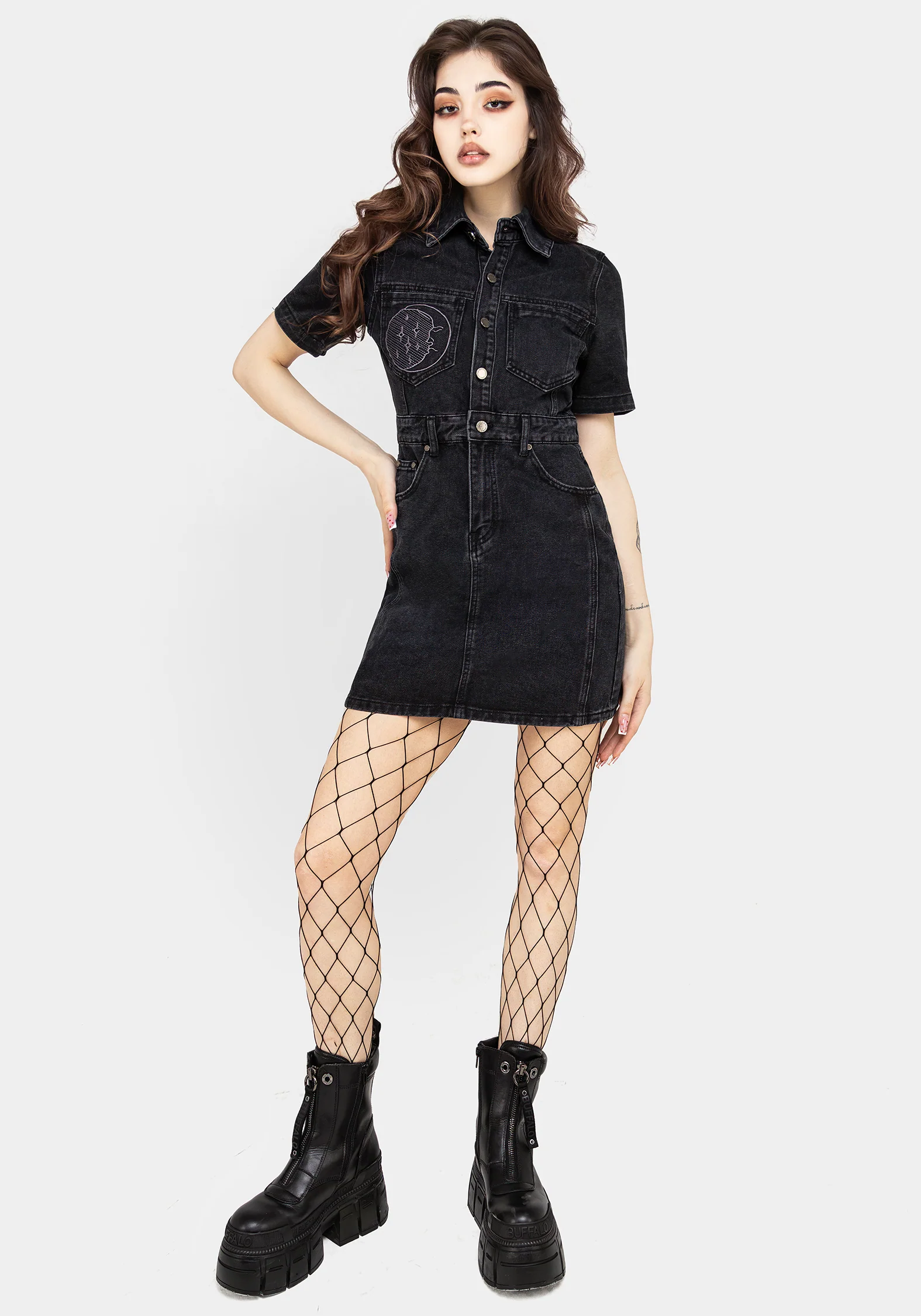 Invictus Denim Mini Shirt Dress - Image 4