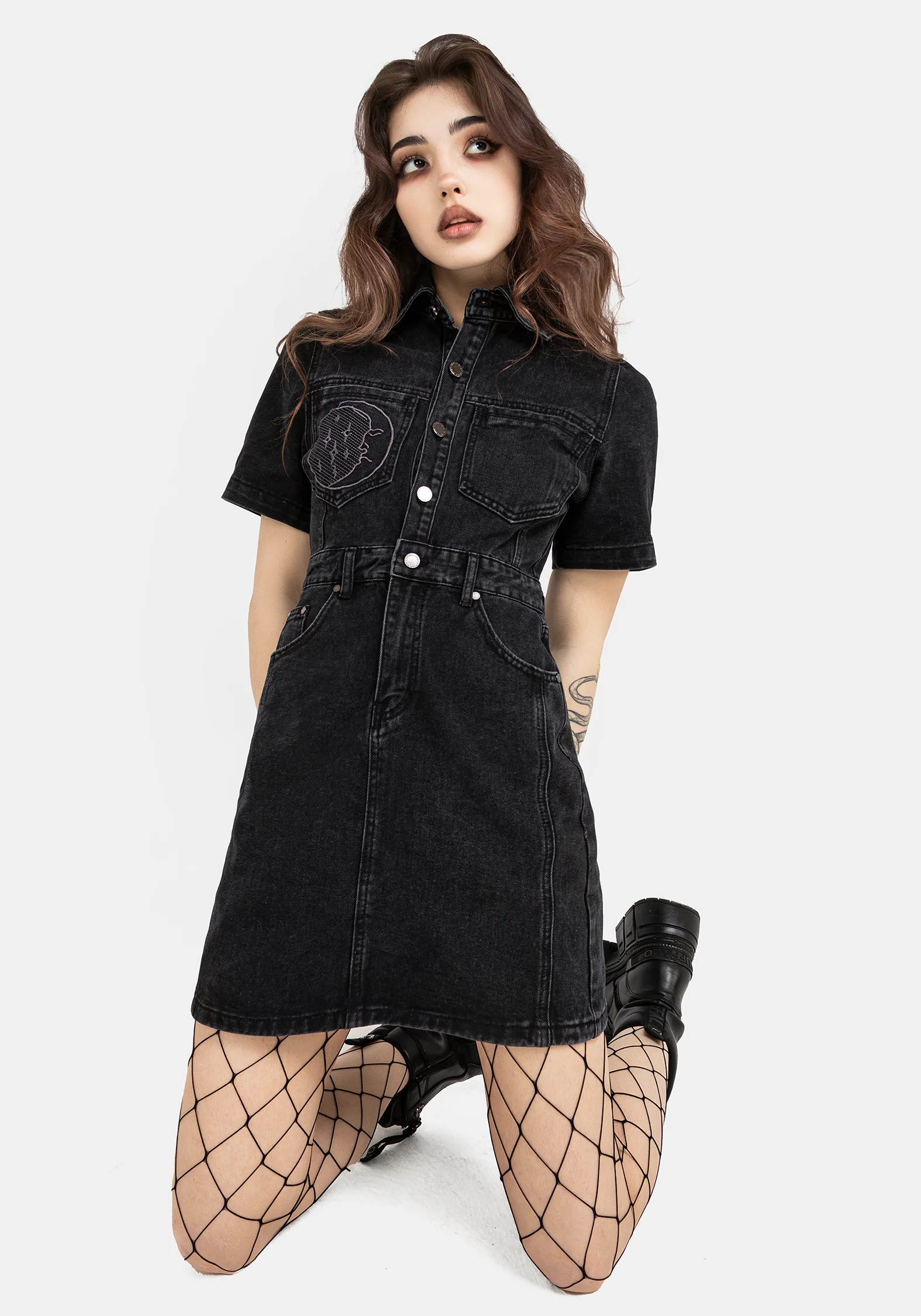 Invictus Denim Mini Shirt Dress - Image 5