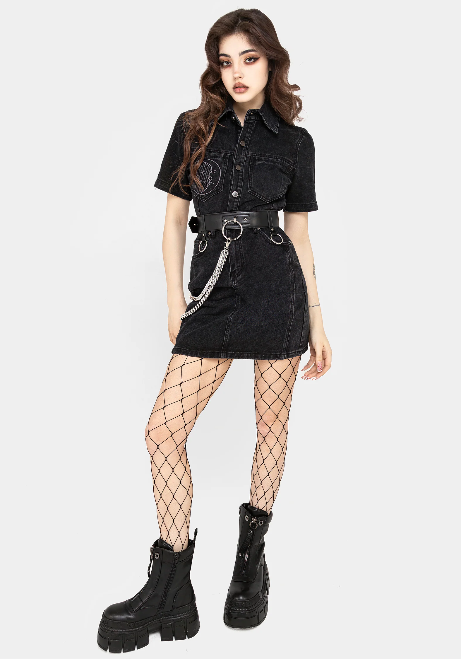 Invictus Denim Mini Shirt Dress - Image 6