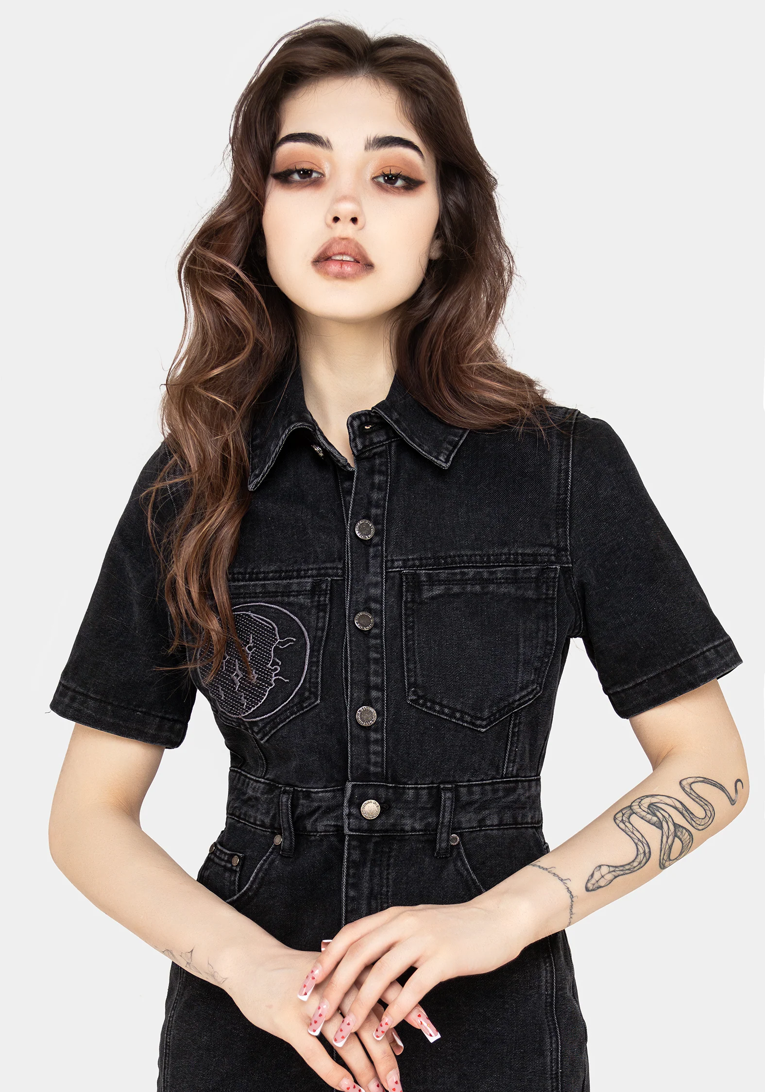 Invictus Denim Mini Shirt Dress - Image 7