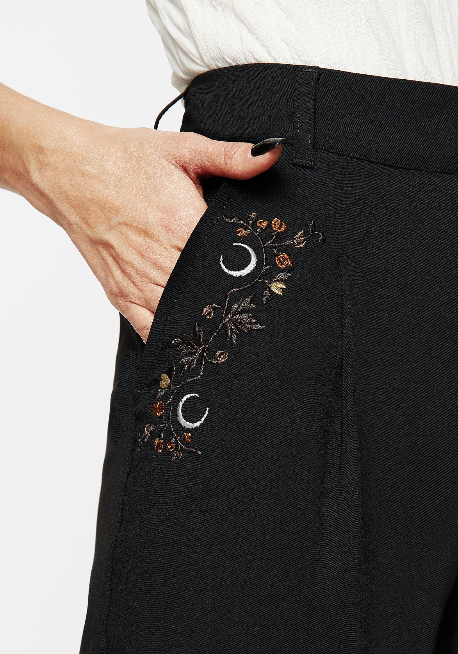 Japonica Floral Moon Embroidered Tapered Trousers - Image 2