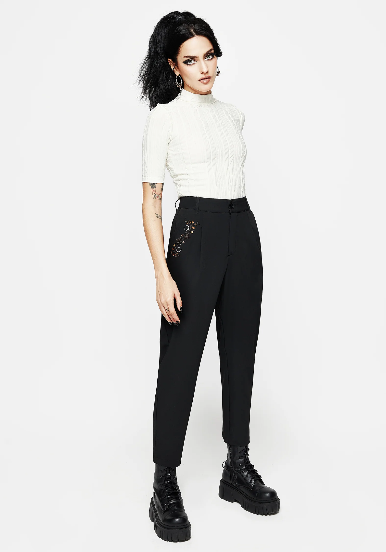 Japonica Floral Moon Embroidered Tapered Trousers - Image 6