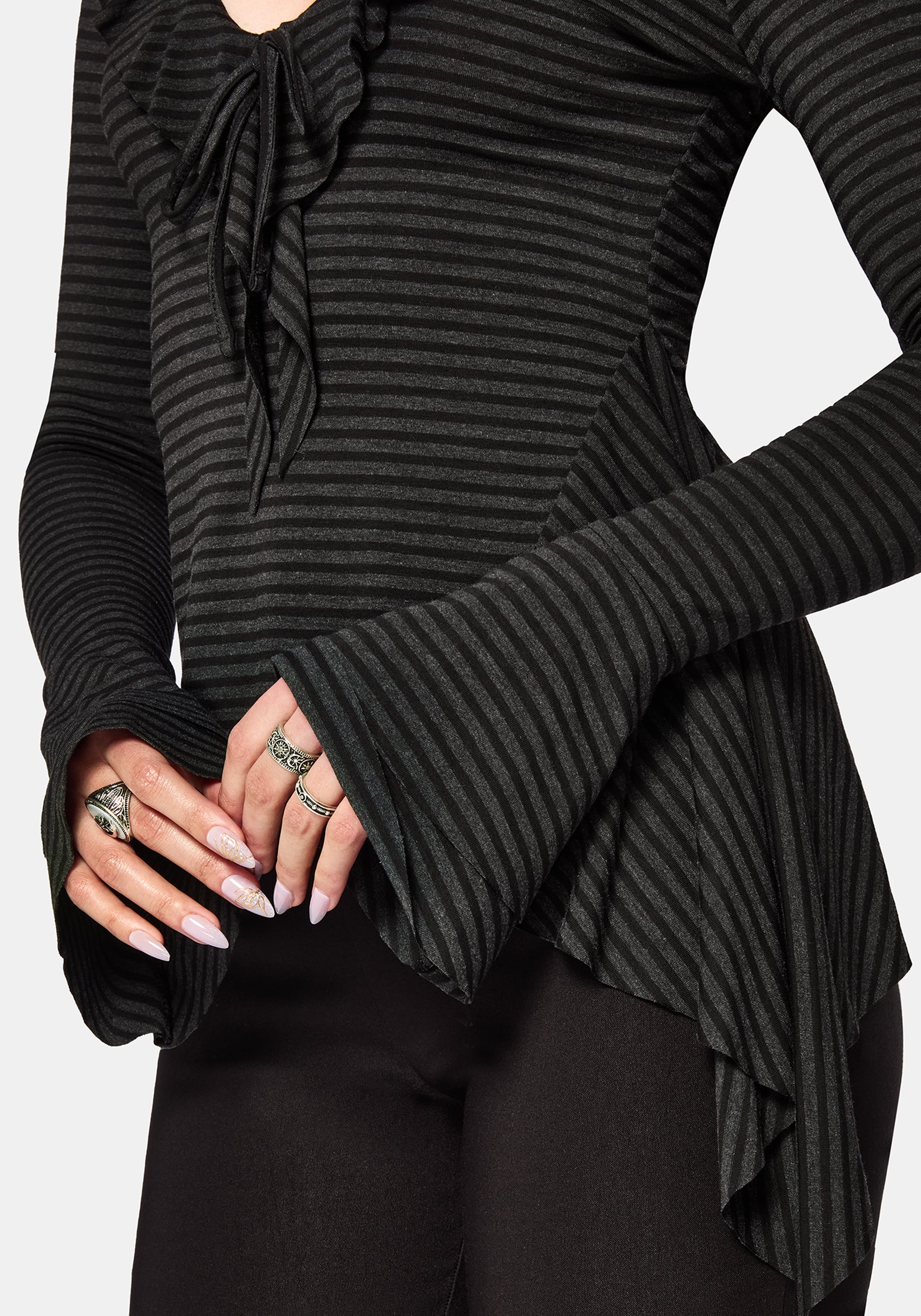 Kayla Stripe Frill Jersey Top - Image 2