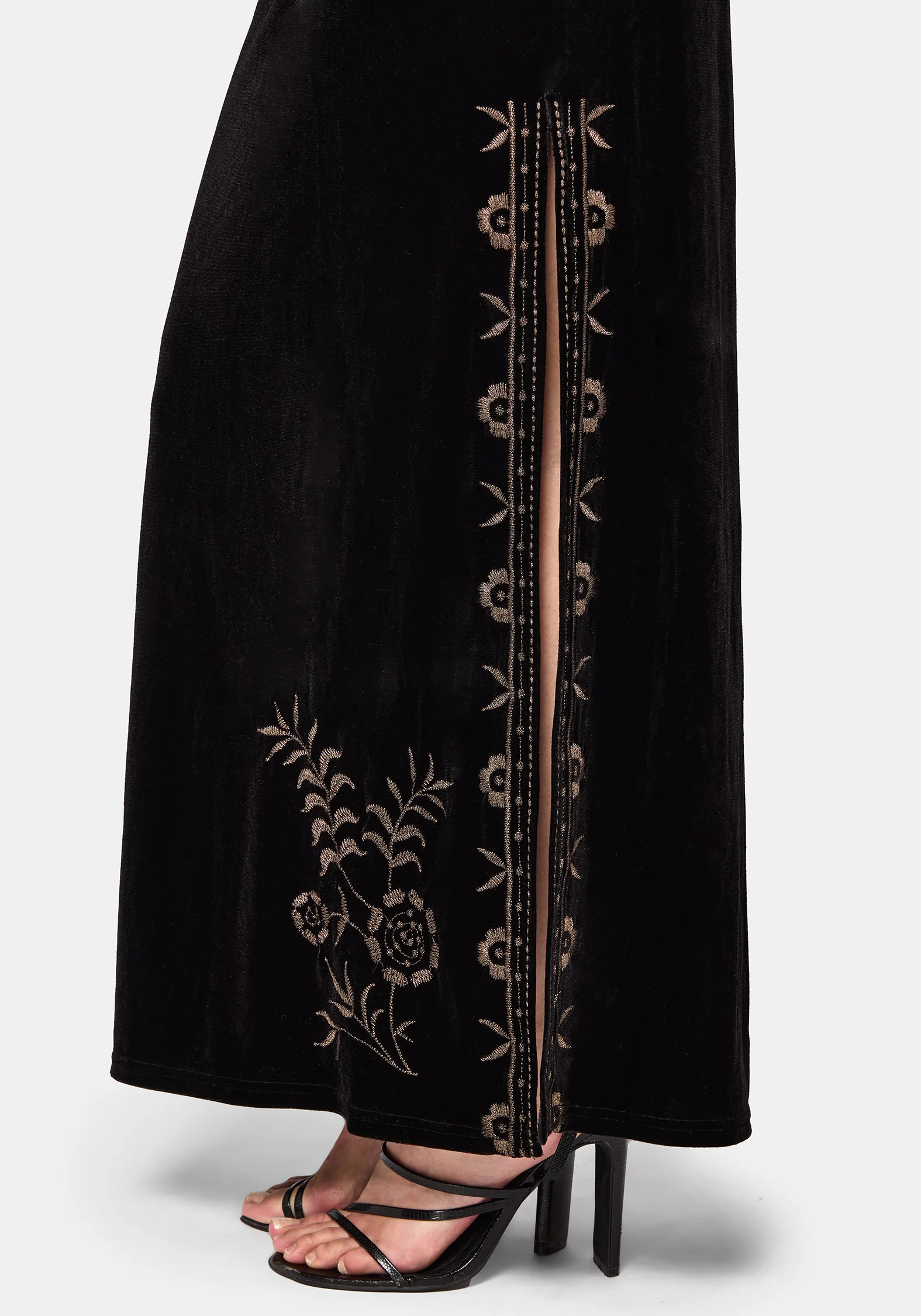 Kobra Embroidered Velour Maxi Slip Dress - Image 3