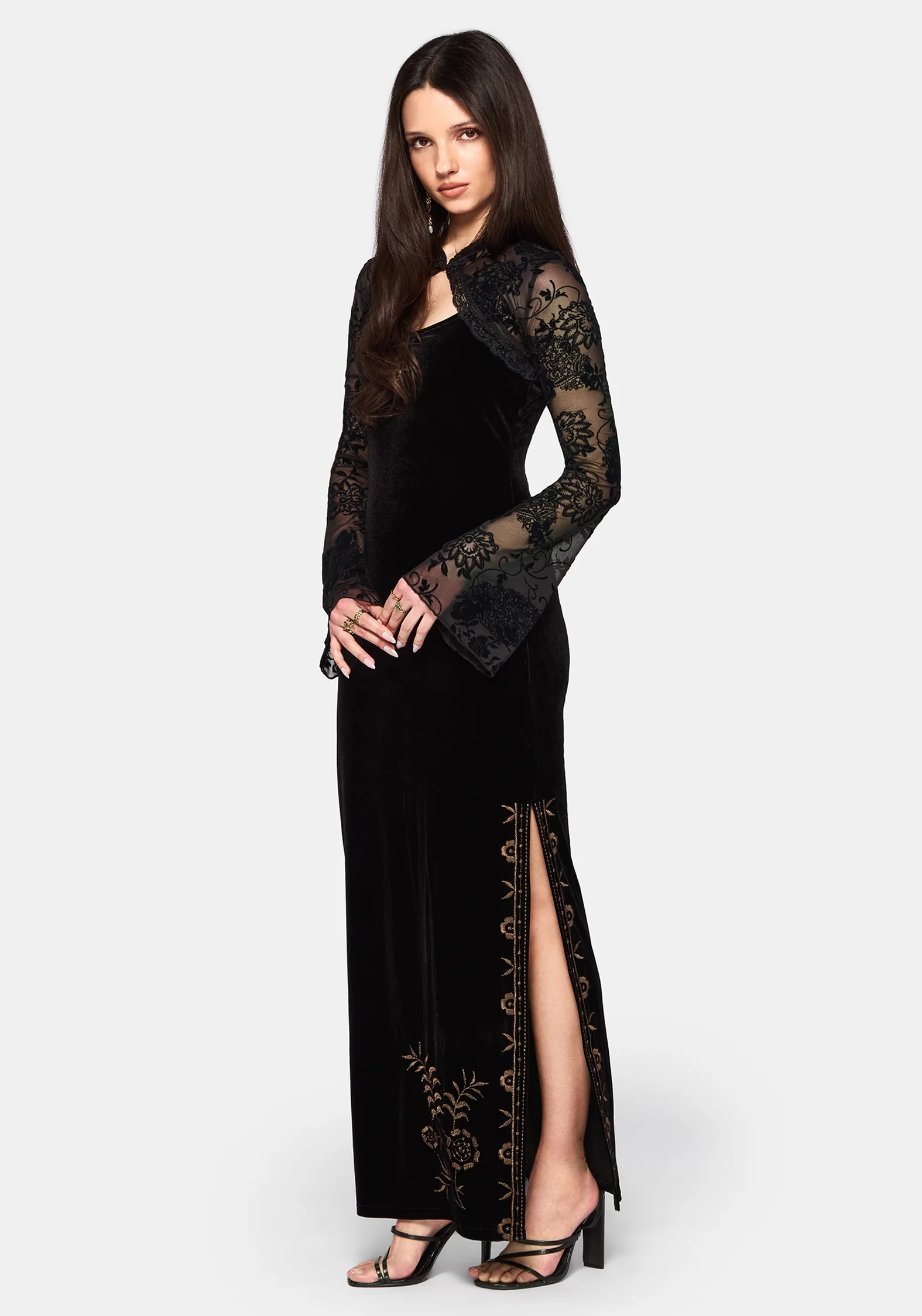 Kobra Embroidered Velour Maxi Slip Dress - Image 7