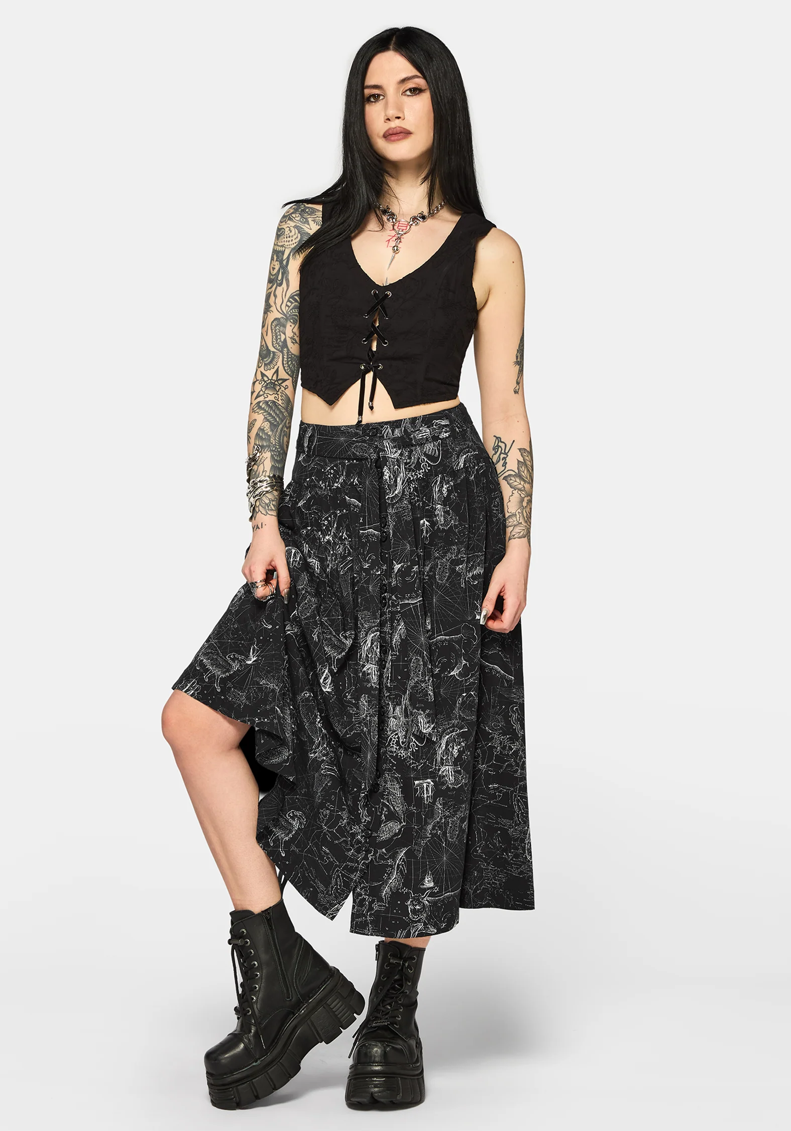 Kosmara Map Print Midi Skirt - Image 5