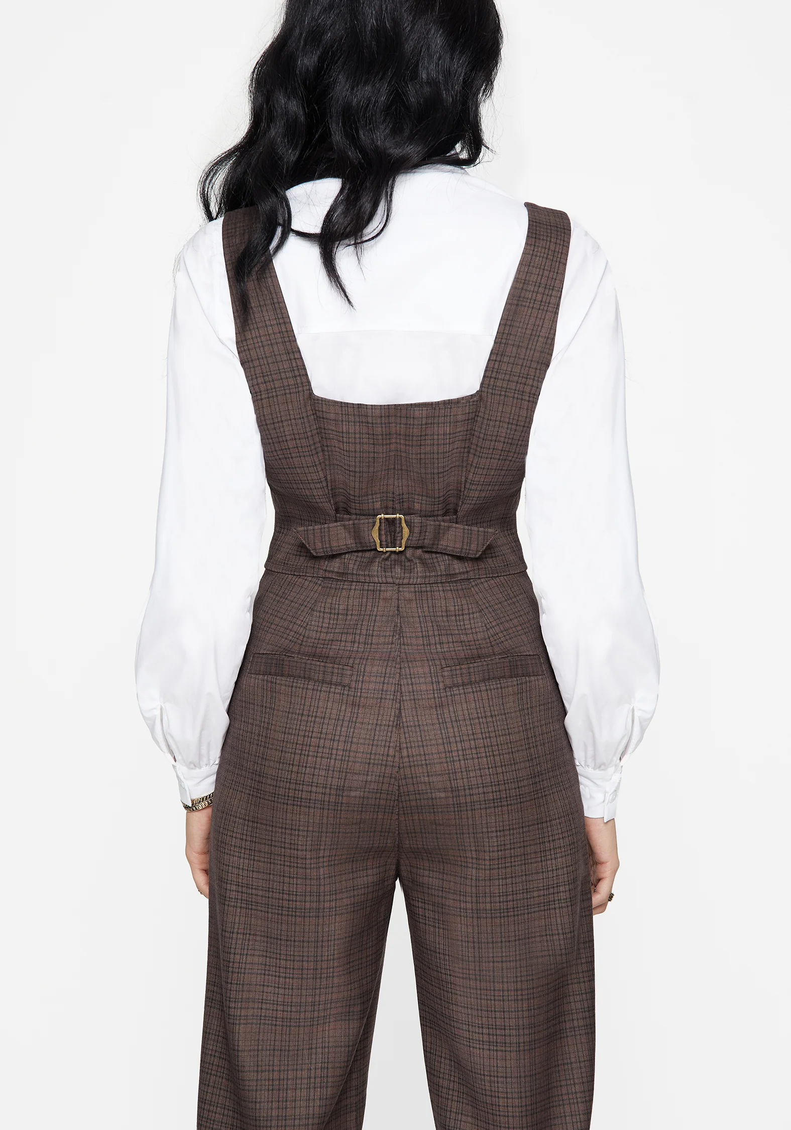 Lamya Check Tailored Straight Leg Suspender Trouser - Image 6
