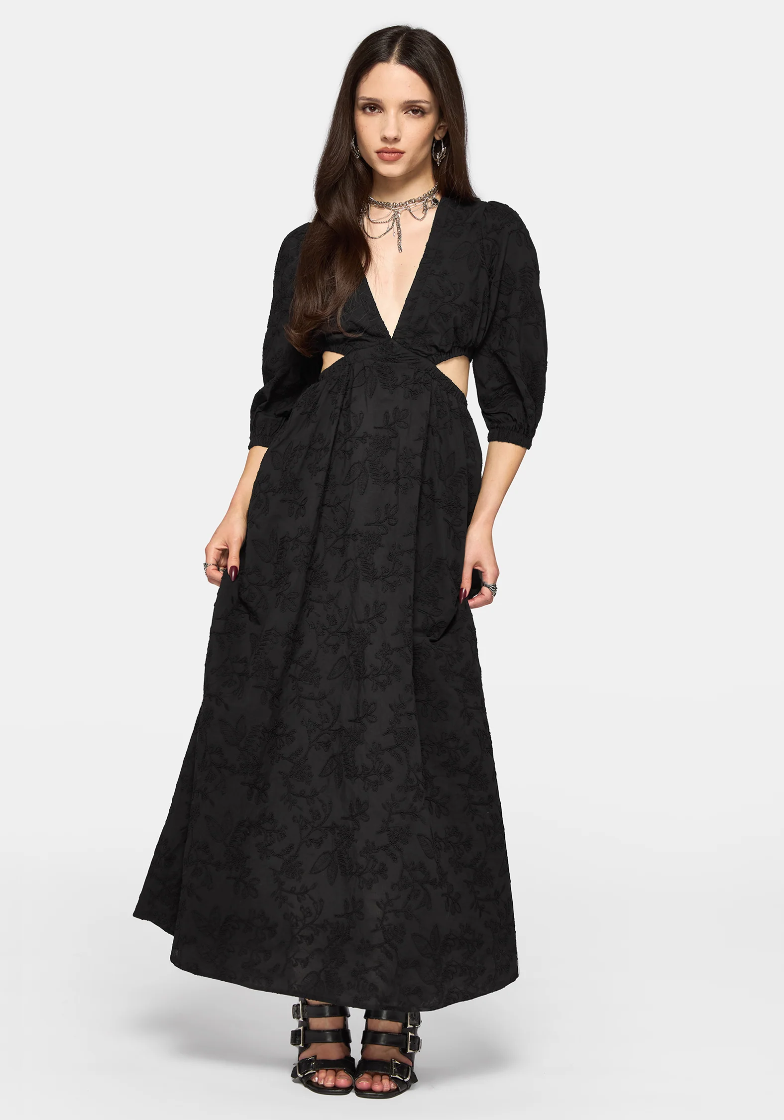 Lila Broderie Cut Out Maxi Dress - Image 5