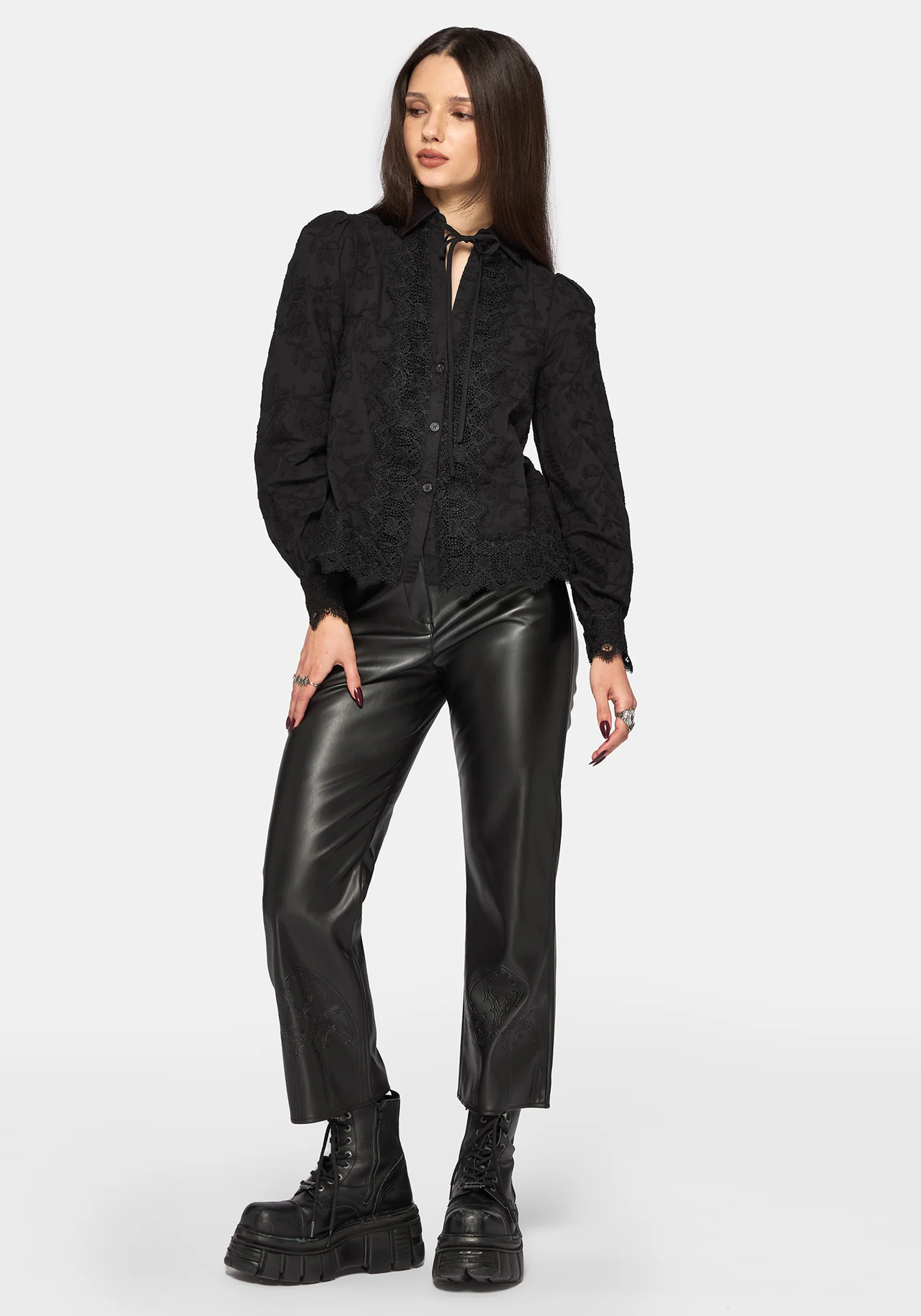 Lila Scallop Lace Open Collar Shirt - Image 5