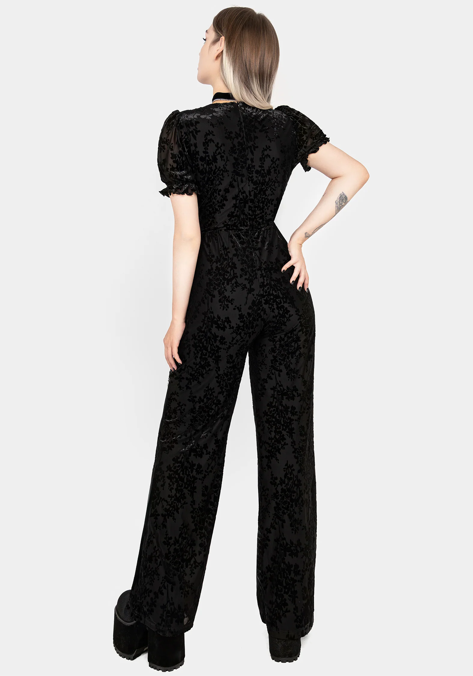 Lilias Devoré Velour Mesh Jumpsuit - Image 3
