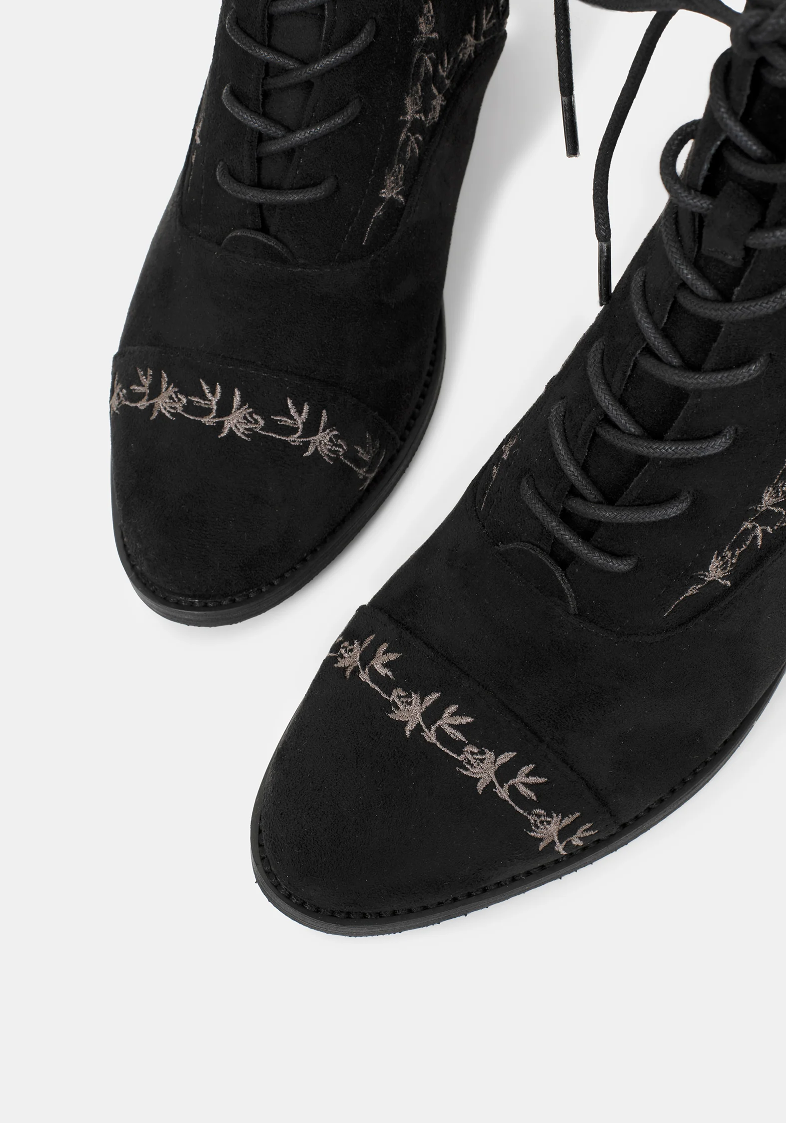 Lilith Suedette Embroidered Boots - Black - Image 4