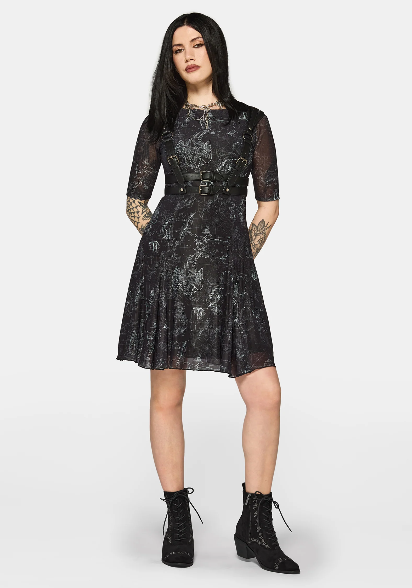 Lilith Suedette Embroidered Boots - Black - Image 6