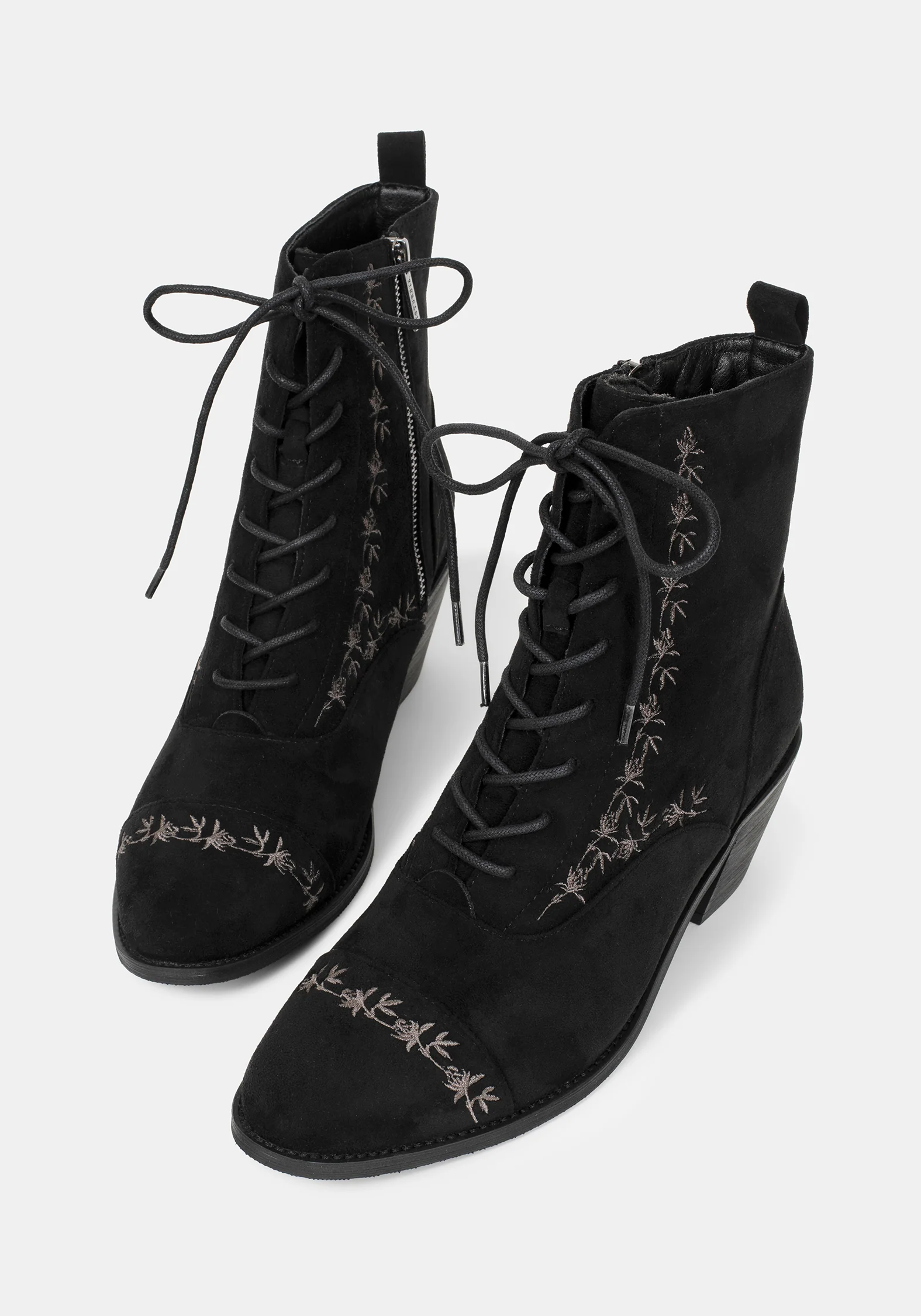 Lilith Suedette Embroidered Boots - Black - Image 8