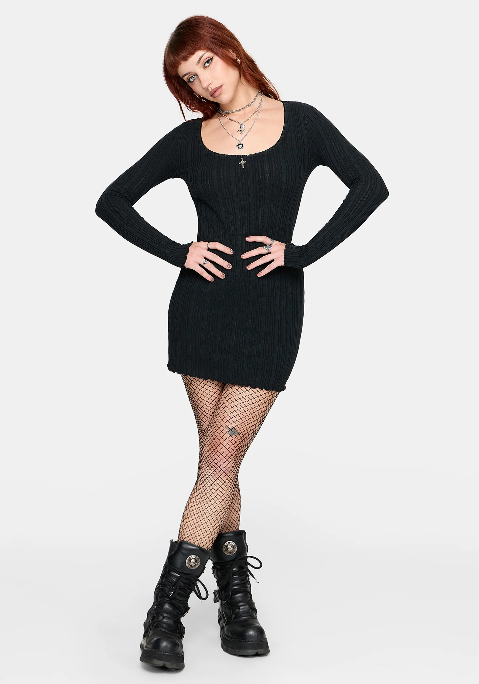 Lucera Pointelle Long Sleeve Mini Dress - Image 6