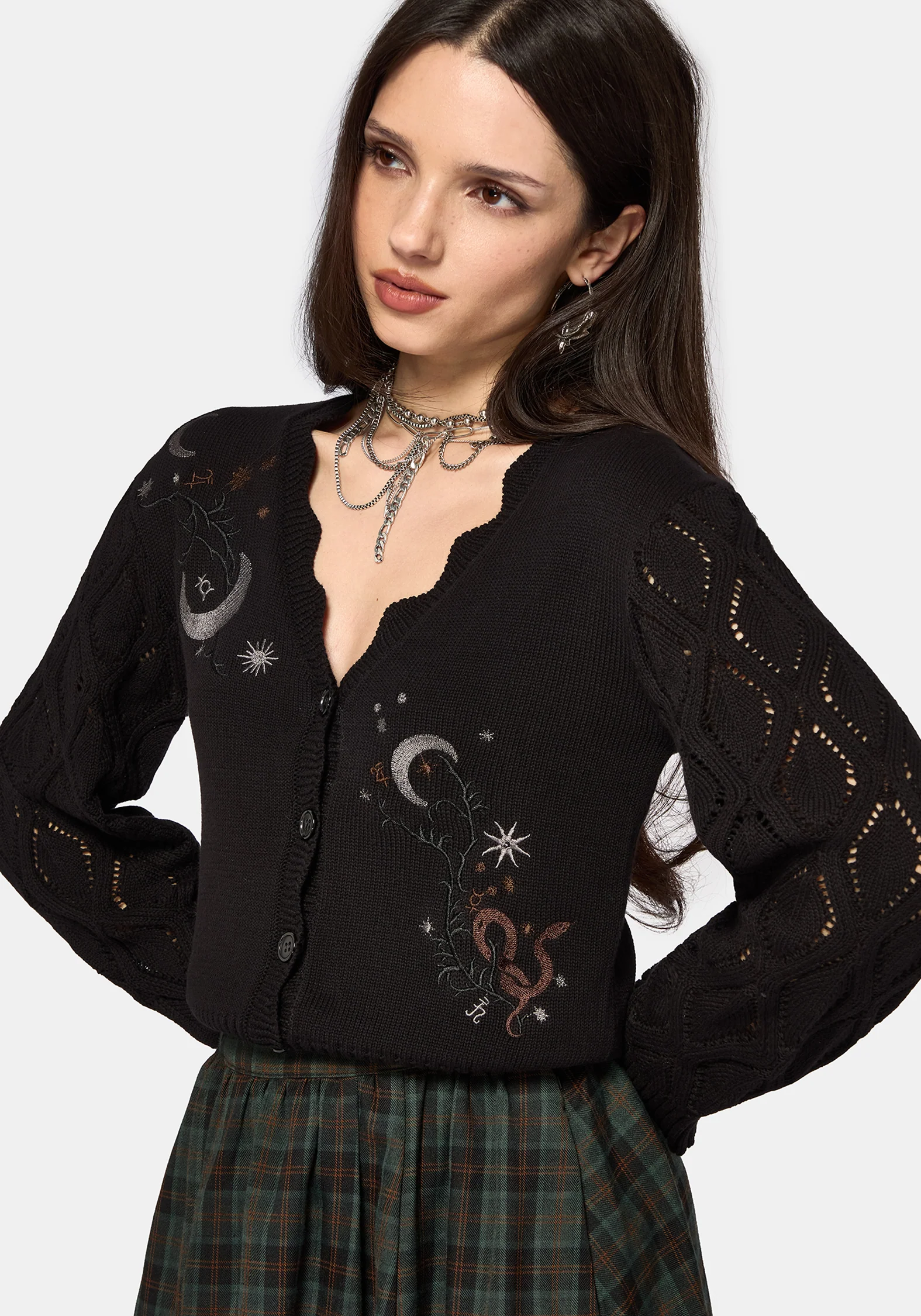 Lumi Celestial Embroidered Knit Cardigan