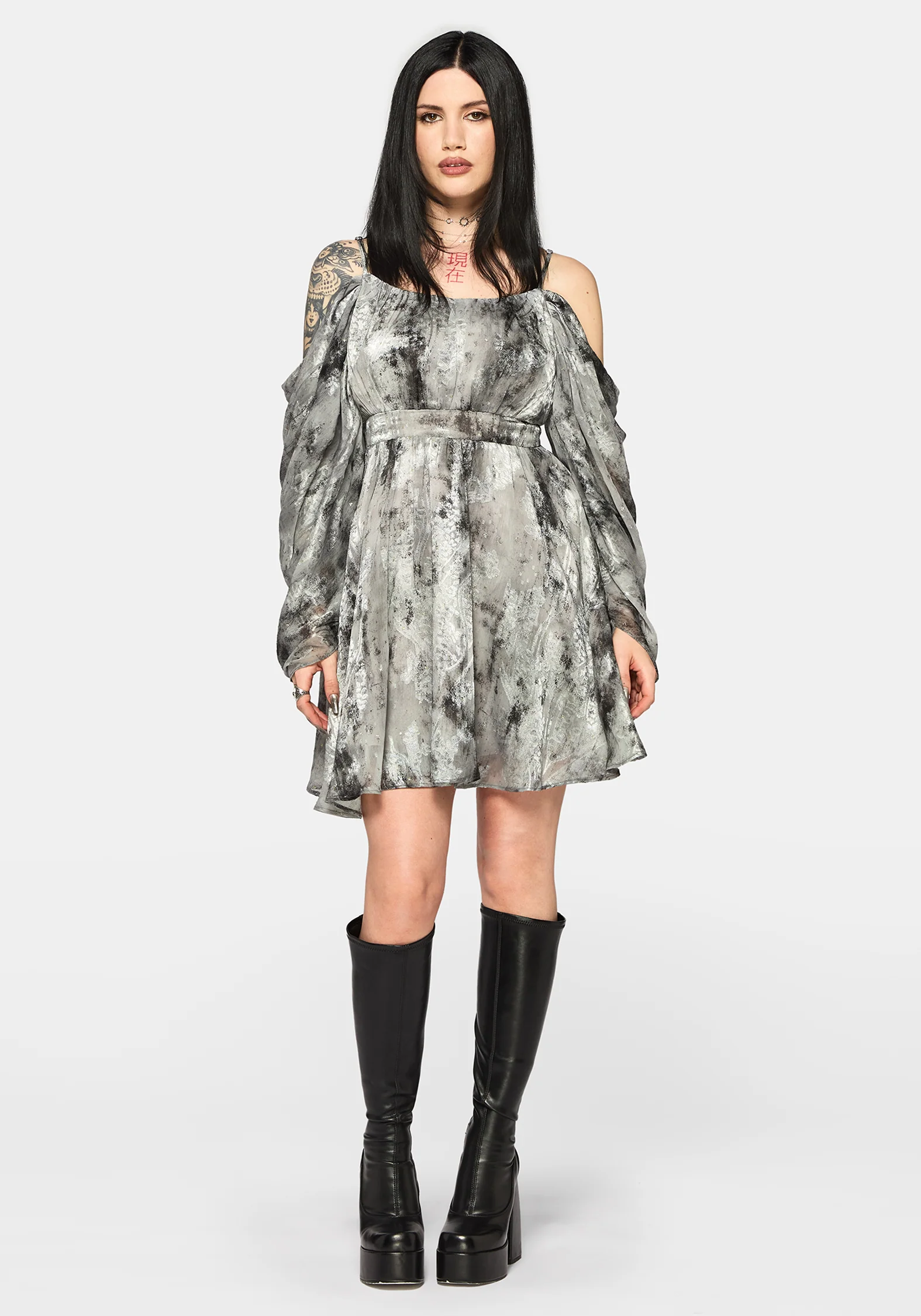 Maddie Cold Shoulder Blouson Mini Dress - Image 2
