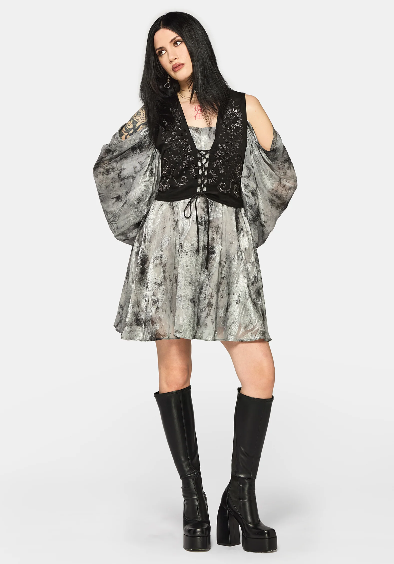 Maddie Cold Shoulder Blouson Mini Dress - Image 7