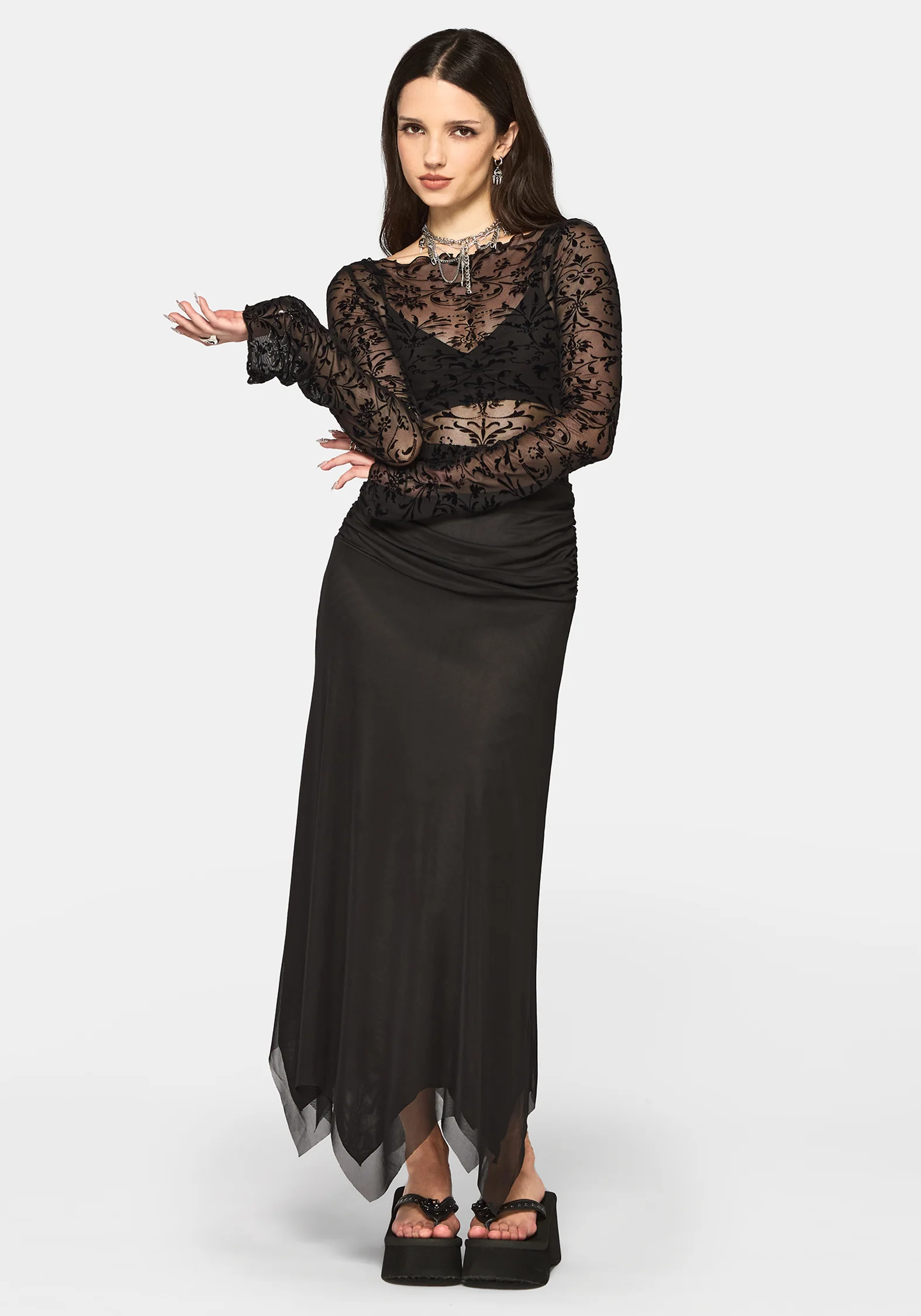 Mae Flock Slash Neck Bodysuit - Image 3