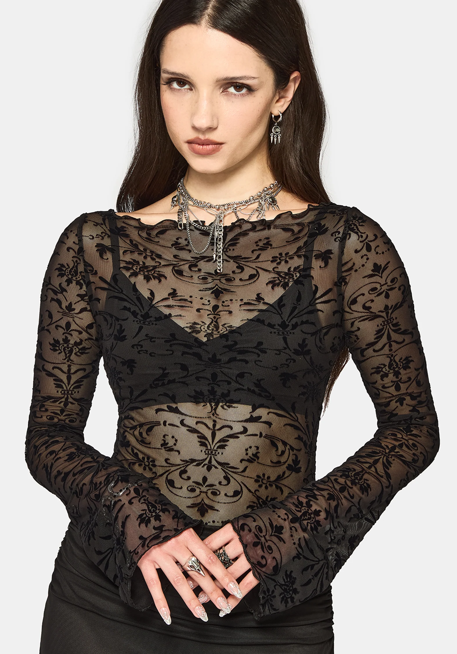 Mae Flock Slash Neck Bodysuit - Image 4