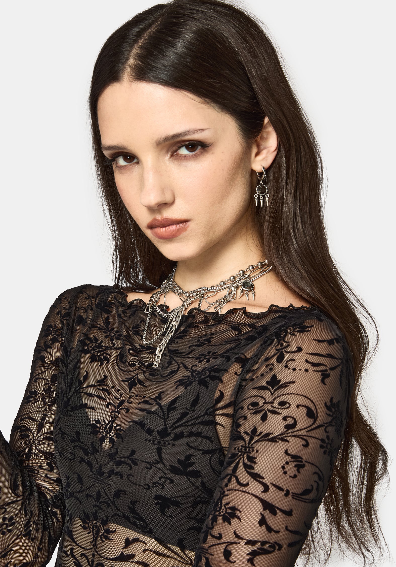Mae Flock Slash Neck Bodysuit - Image 5